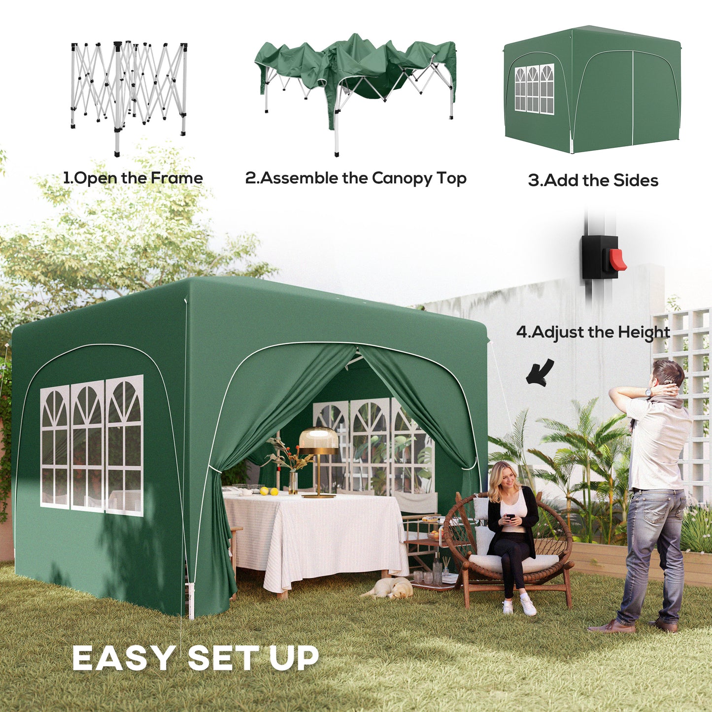 3 x 3m Pop-Up Gazebo Shelter, with Accessories