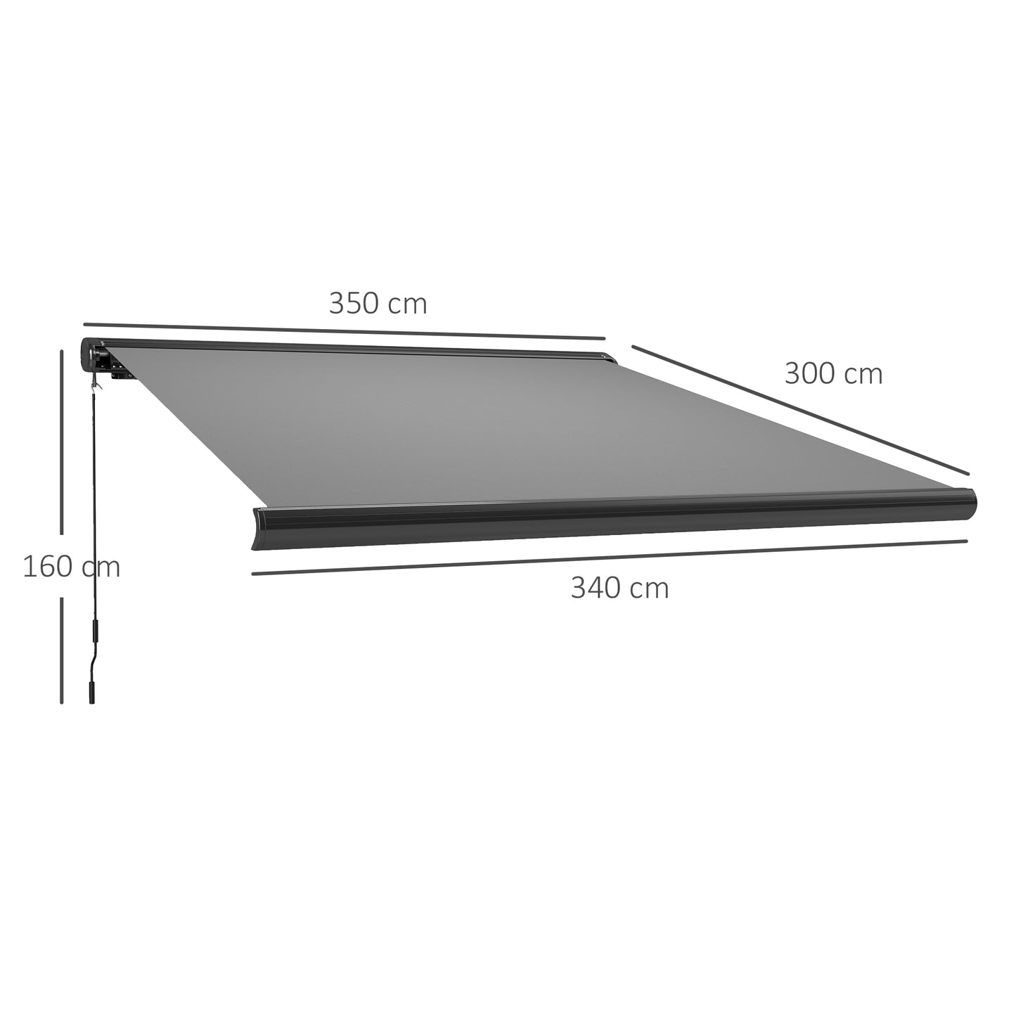 3.5 x 3 m Electric Awning, Aluminium Frame DIY Retractable Awning