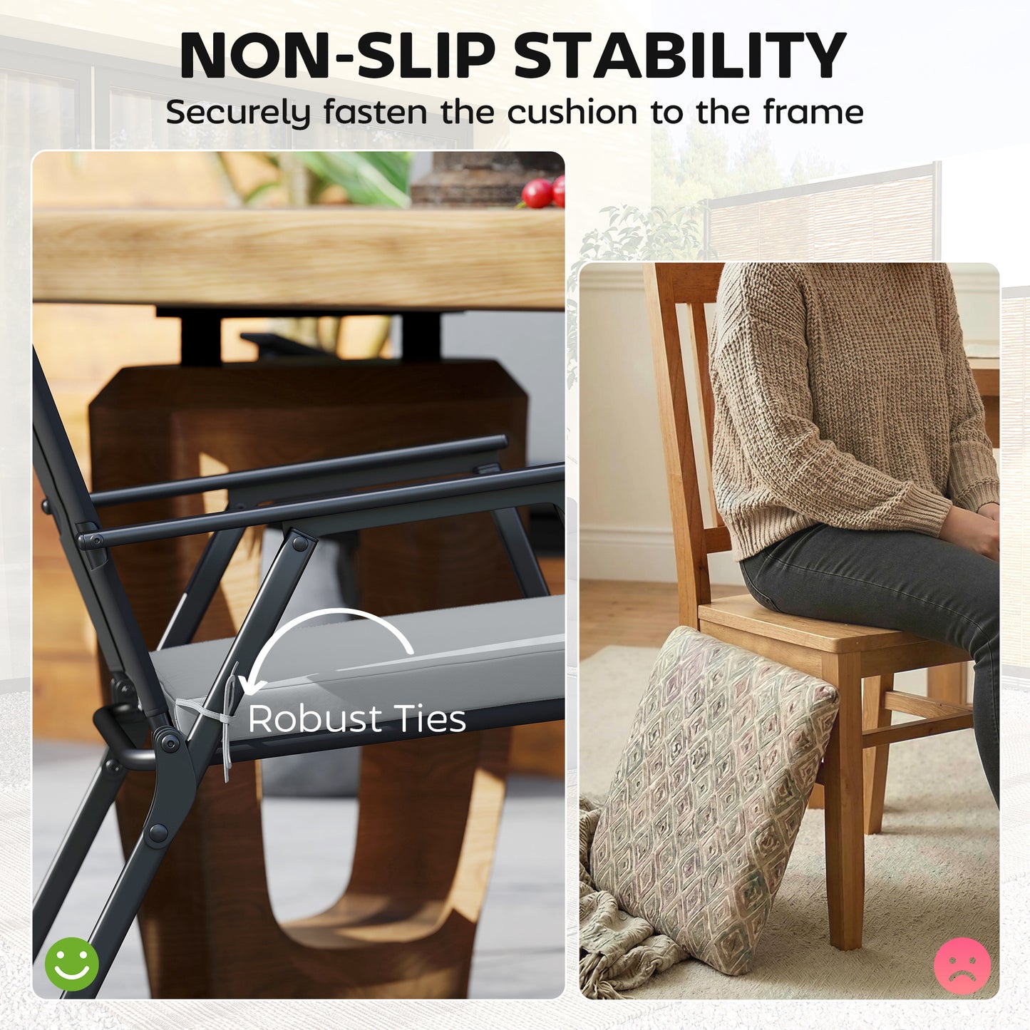Set of 6 Outdoor Seat Cushions with Machine Washable Cover