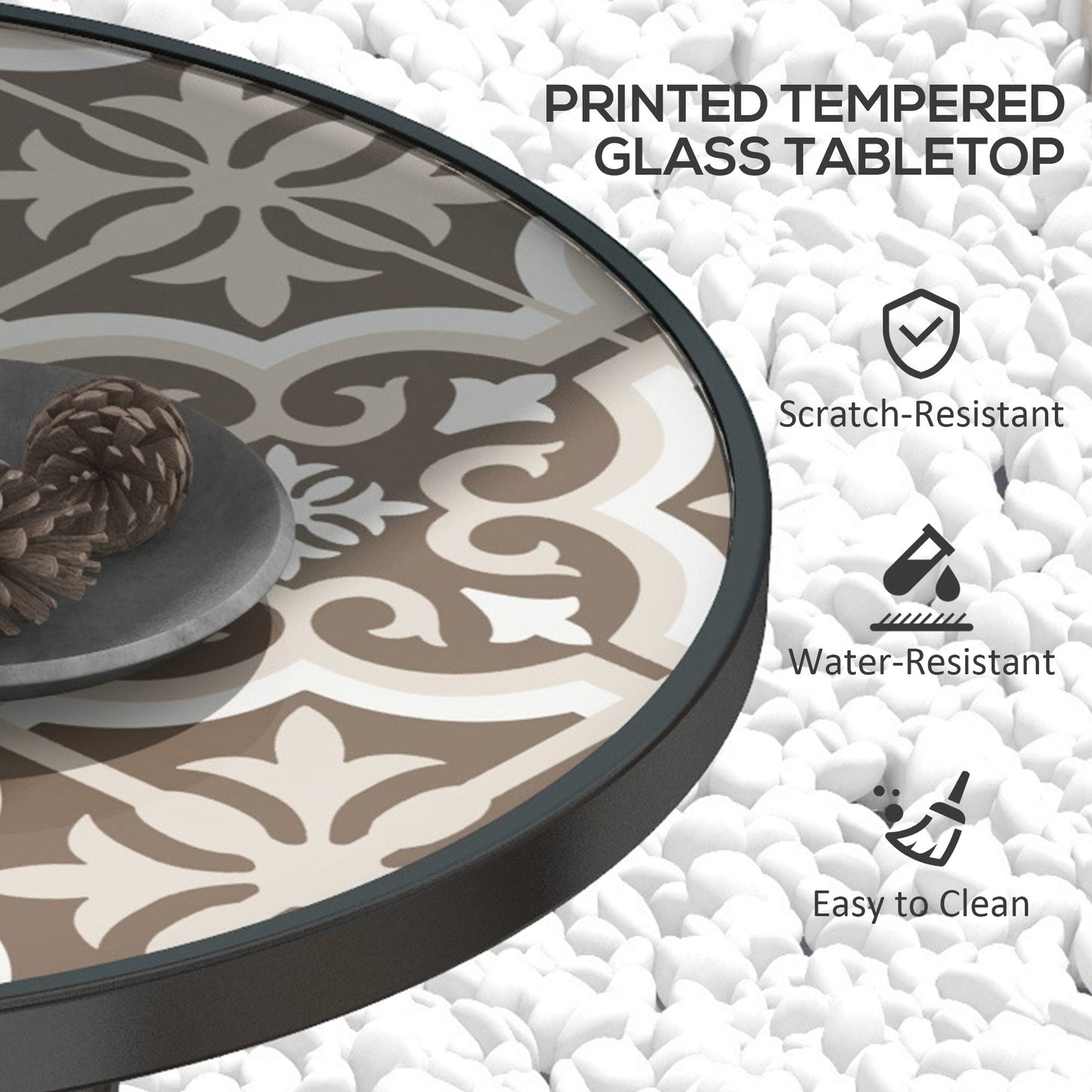 Φ60 Garden Table, with Glass Printed Tabletop