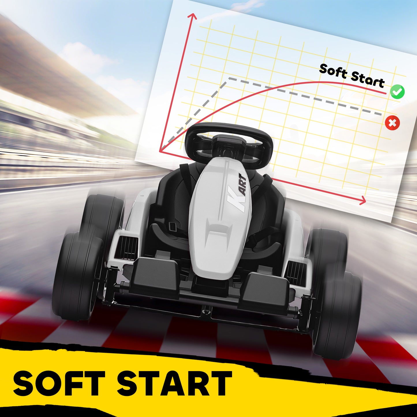 24V Electric Go Kart, Drift Kart with Adjustable Seat, Slow Start