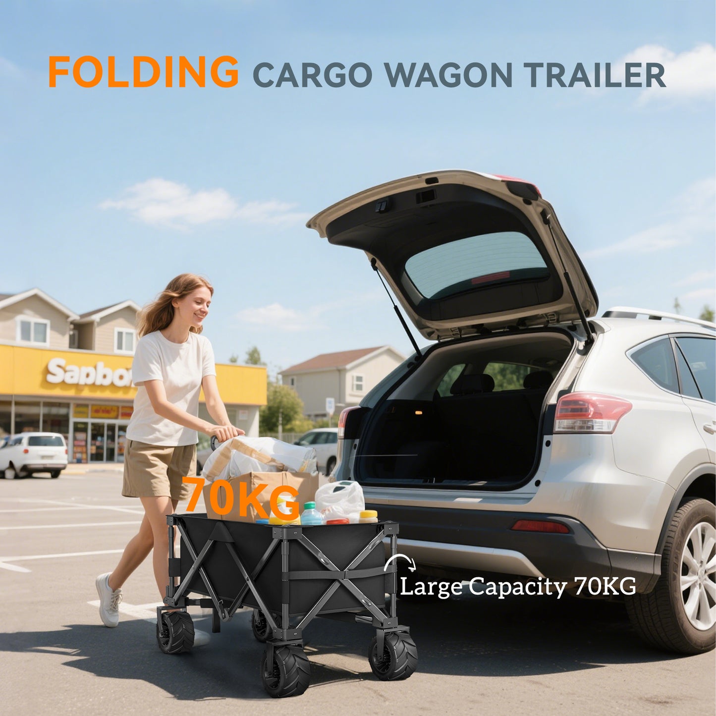 Outdoor Folding Garden Trolley on Wheels