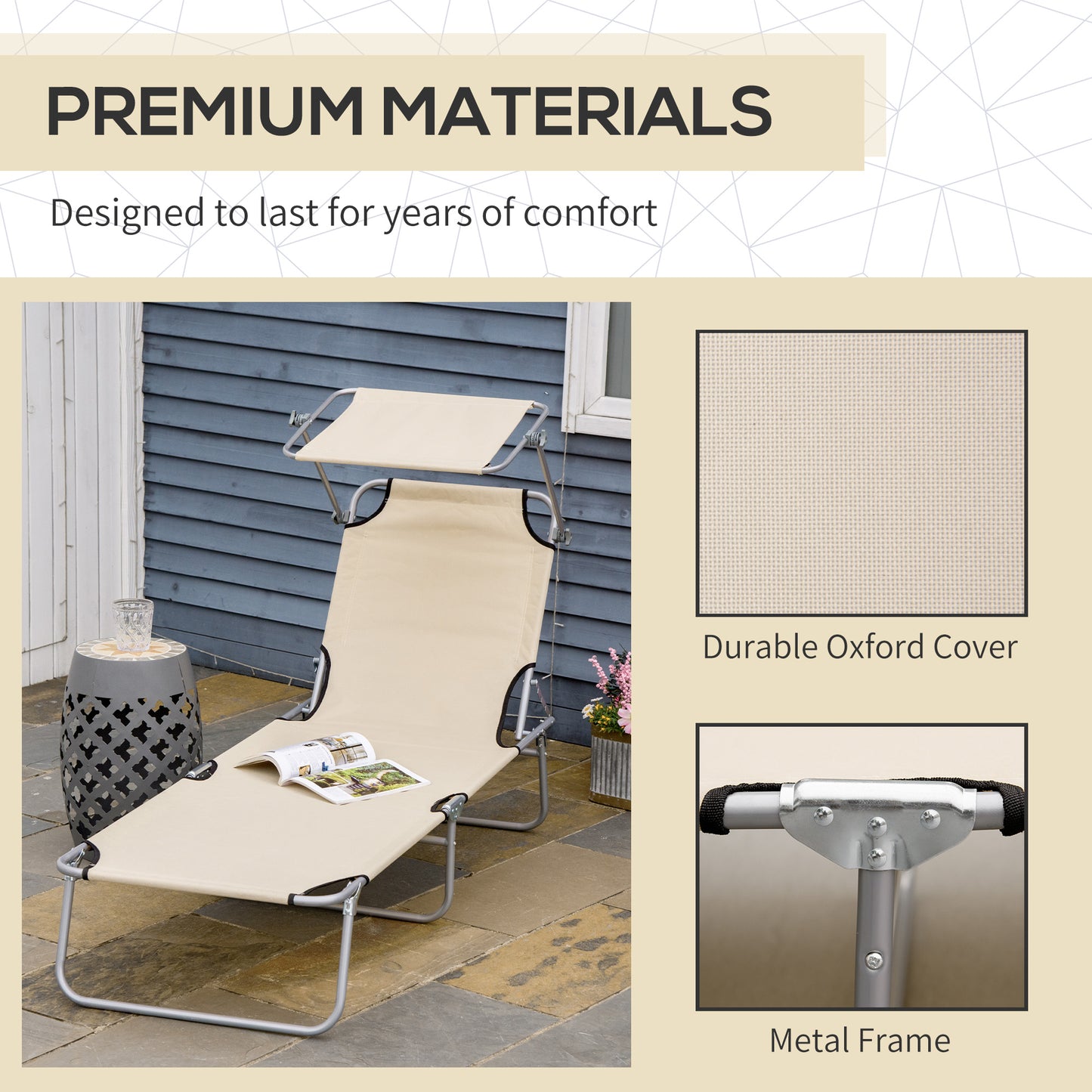 Folding Sun Lounger with Canopy