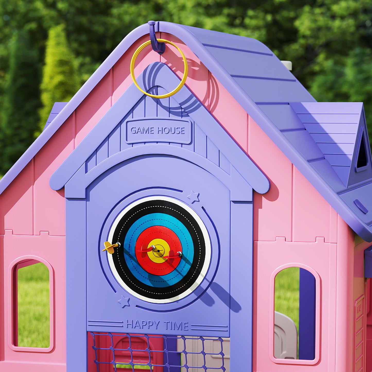 5-in-1 Playhouse for Kids Outdoor Indoor with Basketball Hoop