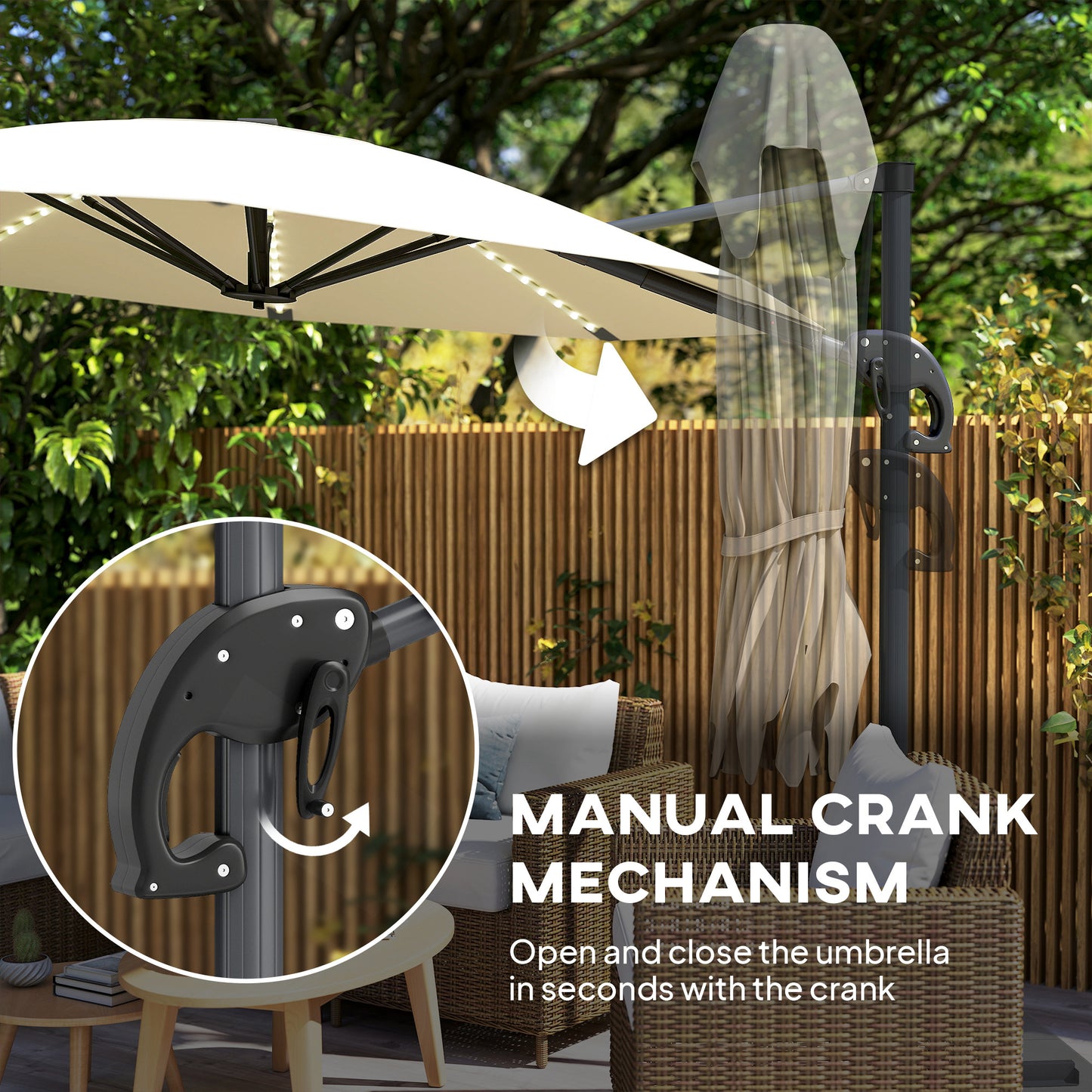 3(m) Cantilever Garden Parasol with Solar Powered Lights