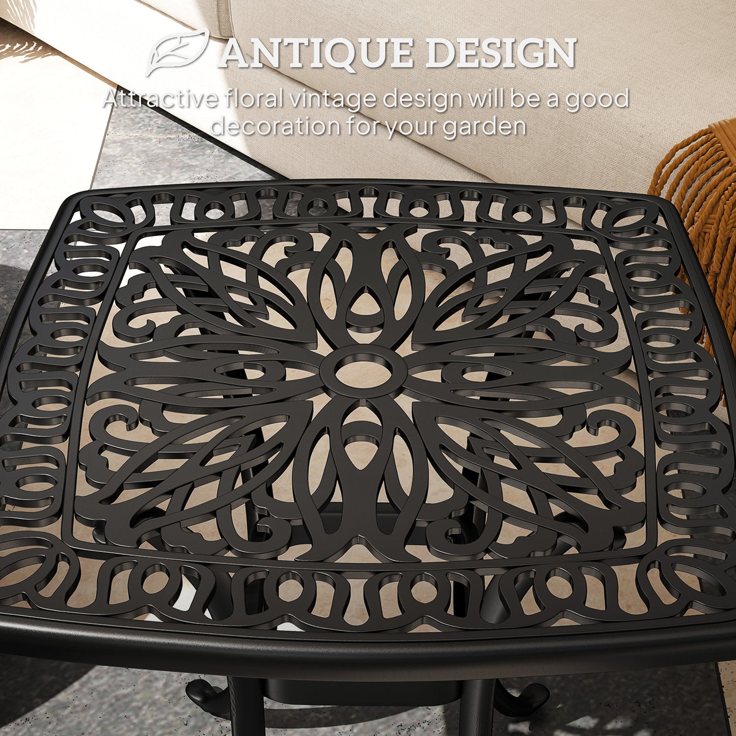 Outdoor Garden Table, Cast Aluminium Patio End Table (1)