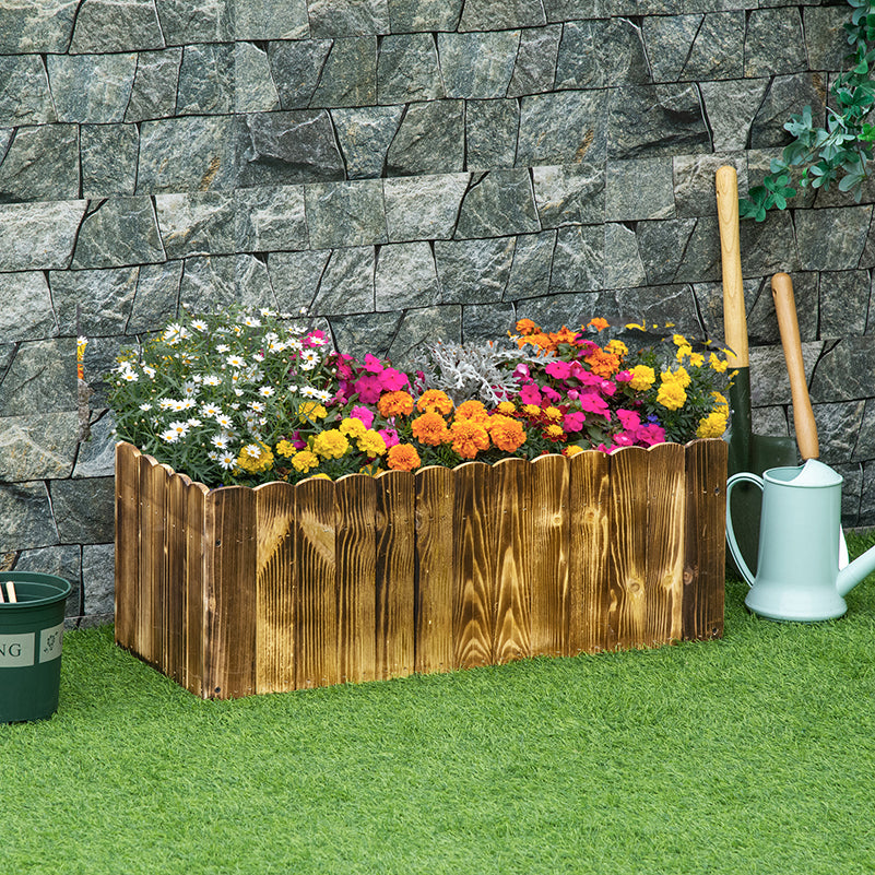 70L Raised Garden Bed, Wooden Rectangle Planter Box