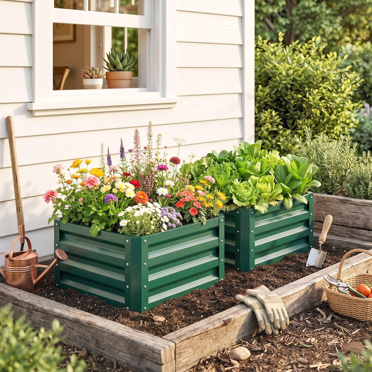 Set of Two 60 x 60cm Steel Planter Boxes