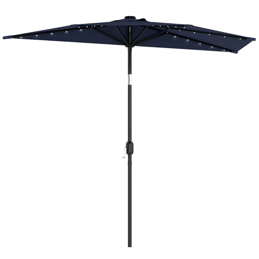 2.6 m Half Garden Parasol with Solar LED Lights