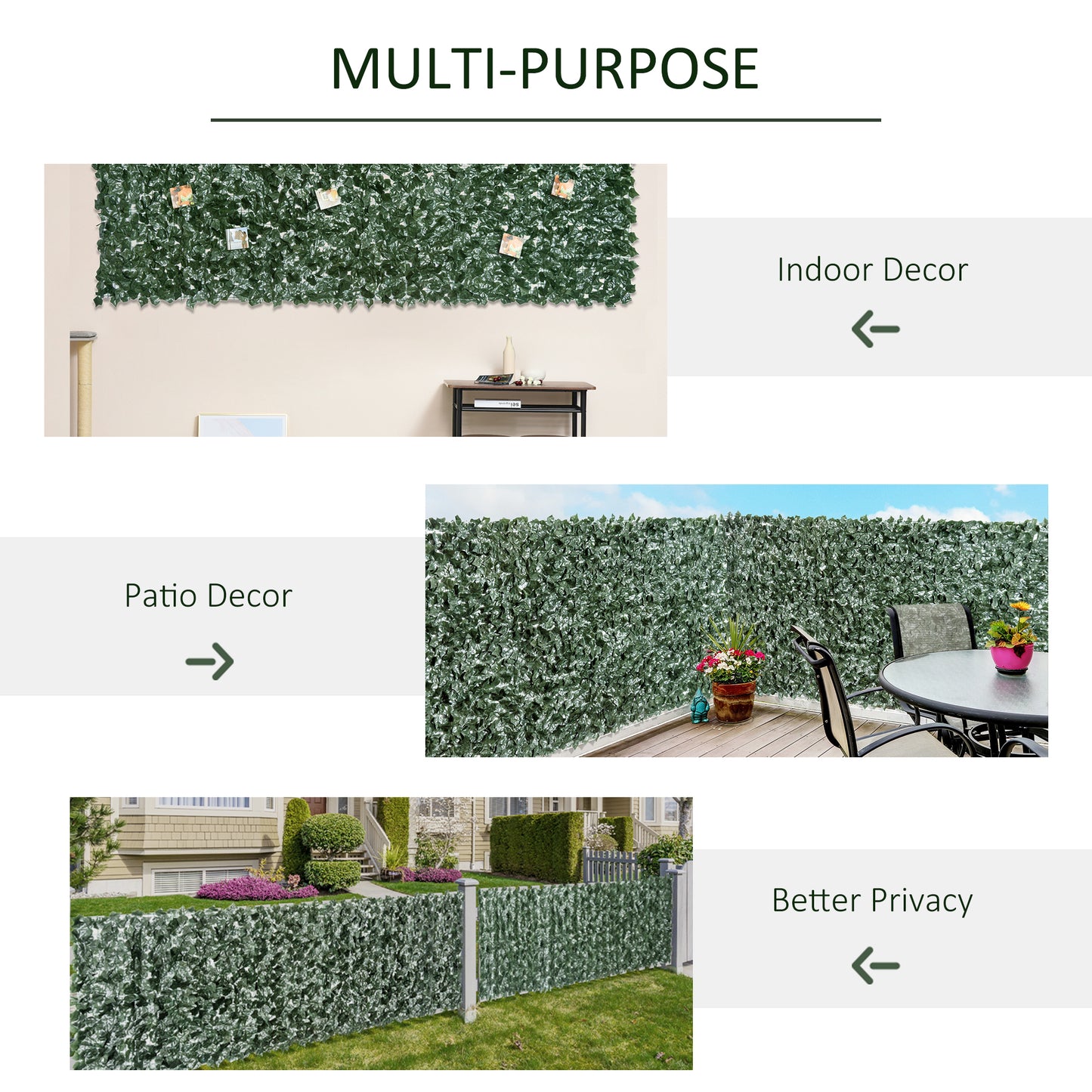 1-Piece Artificial Leaf Hedge Screen Privacy Fence Panel