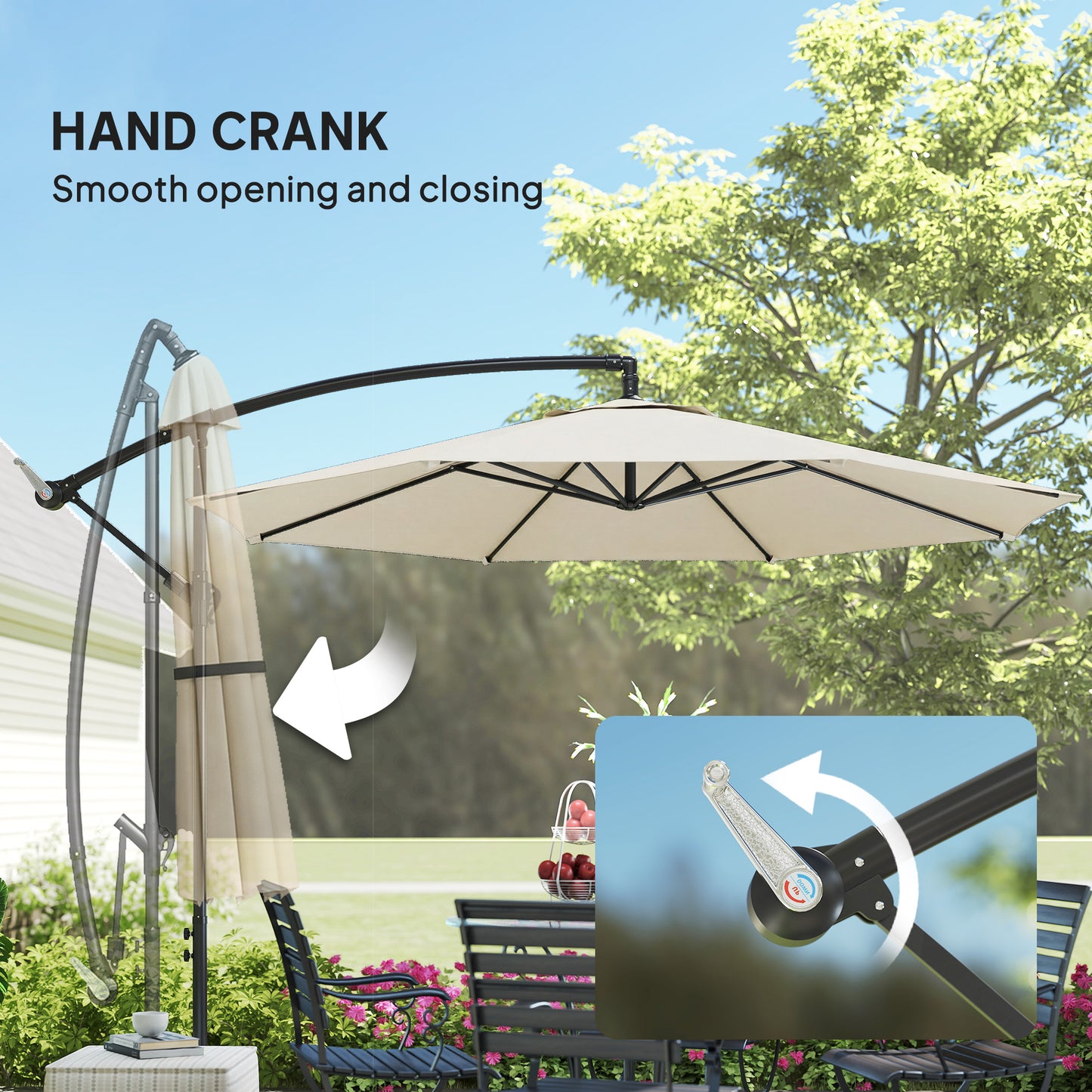 3 m Overhanging Cantilever Parasol, with Cross Base