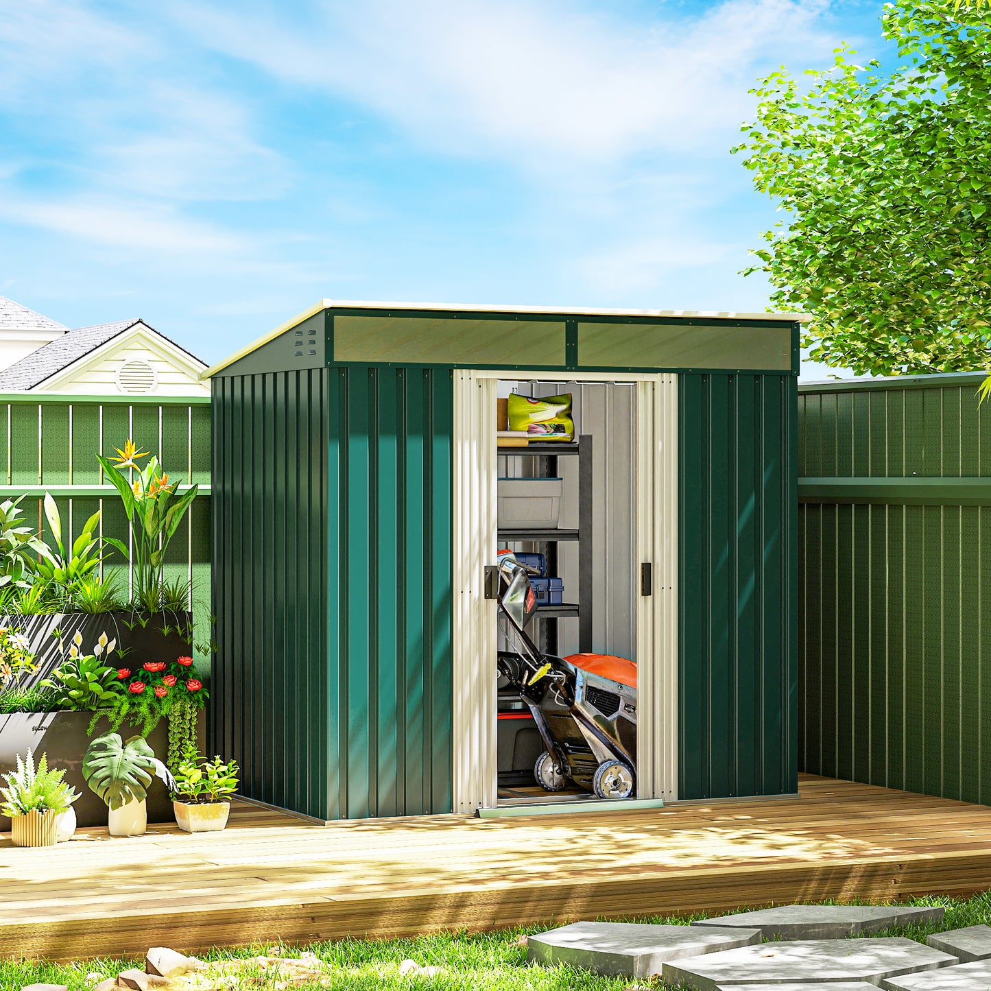 6.5 x 4FT Galvanised Metal Shed with Foundation Kit