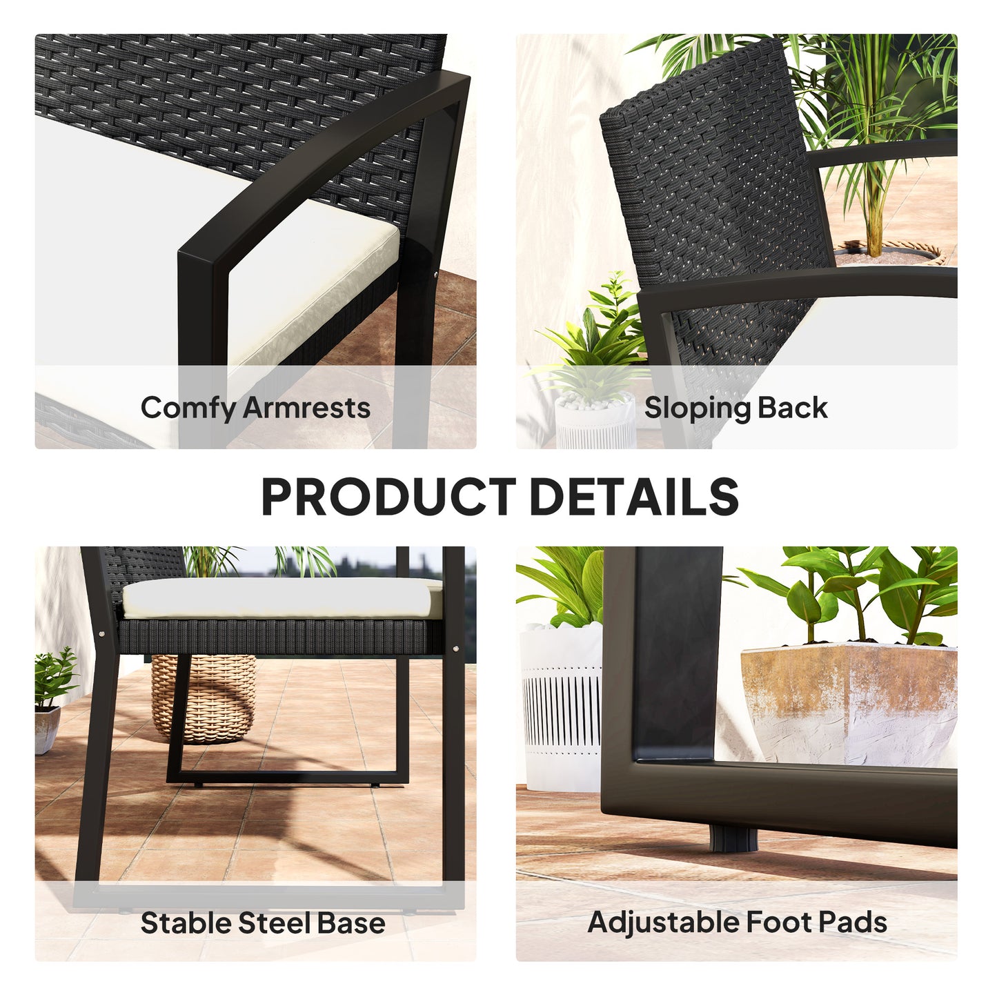 Two-Seater Rattan Garden Bench