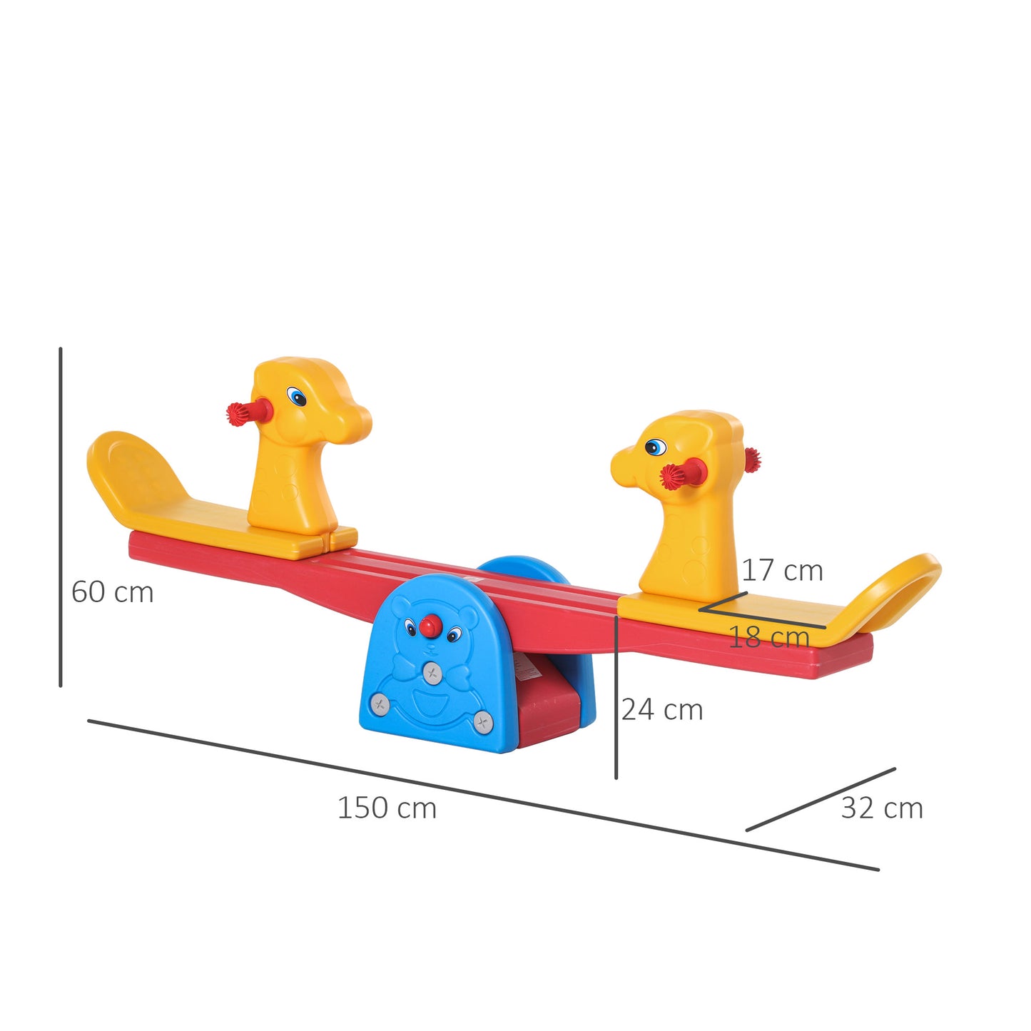 Kids Seesaw Safe Teeter Totter 2 Seats with Easy-Grip Handles, Safe