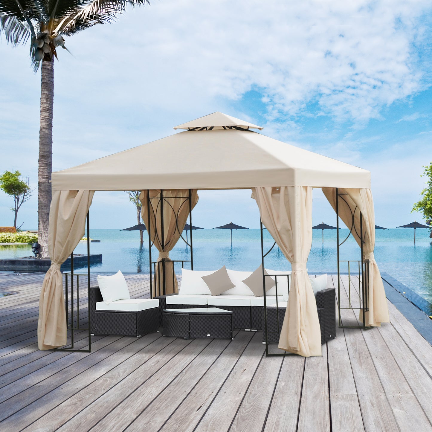 3 x 3 m Garden Gazebo Double Roof Marquee Patio Wedding Party Tent (1)