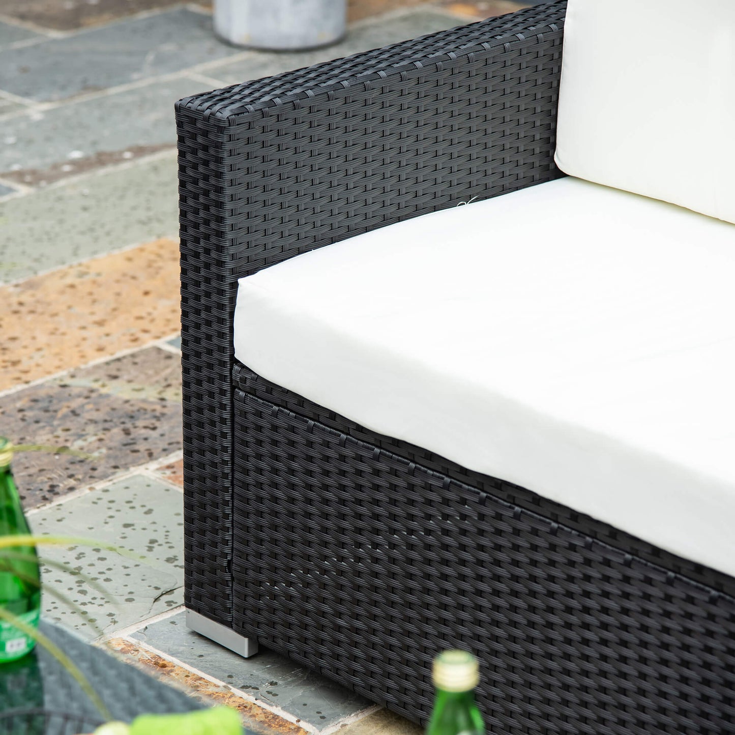 4-Seater Rattan Sofa Set Garden Rattan Furniture Wicker Steel Chair