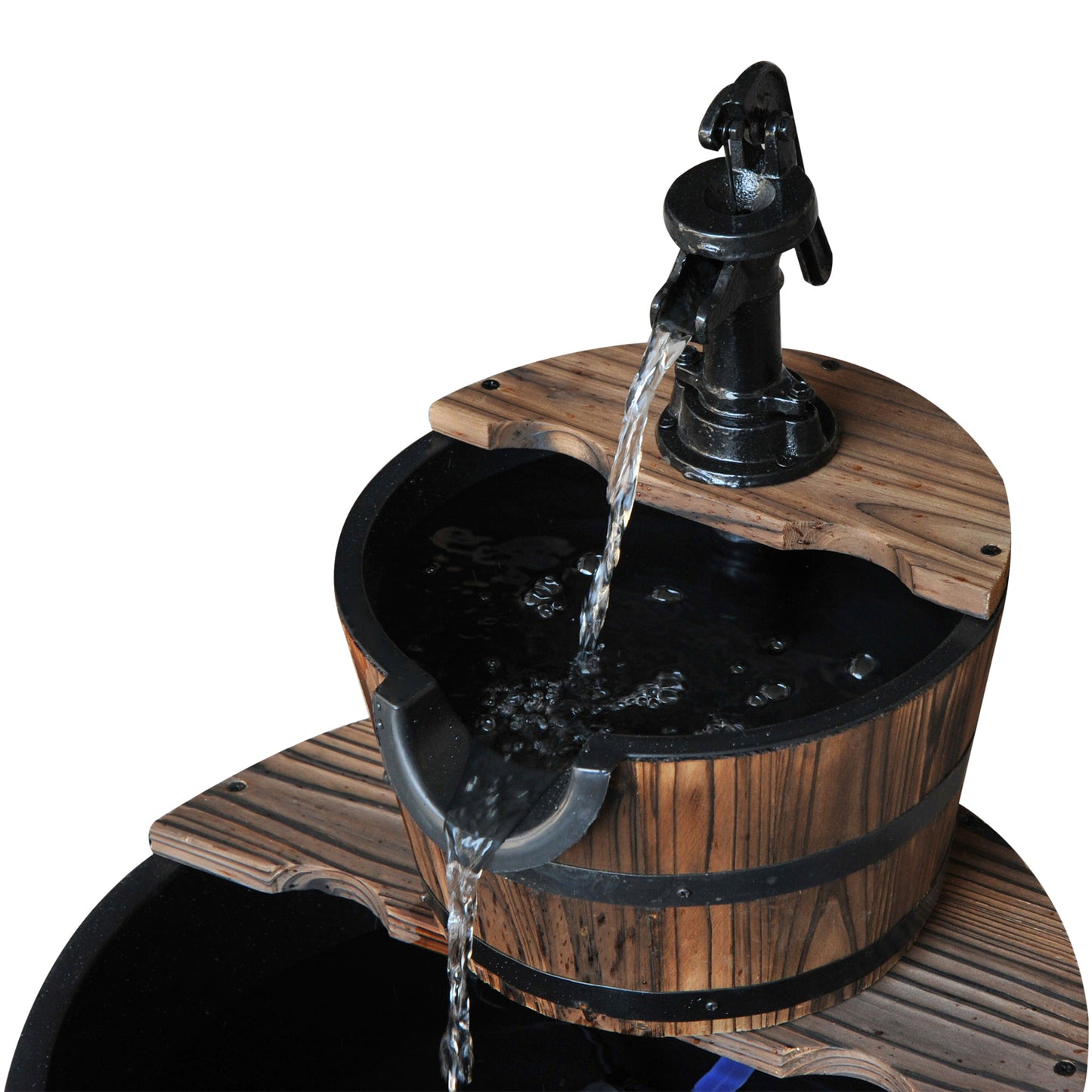 Wooden Water Pump Fountain, 2 Tier