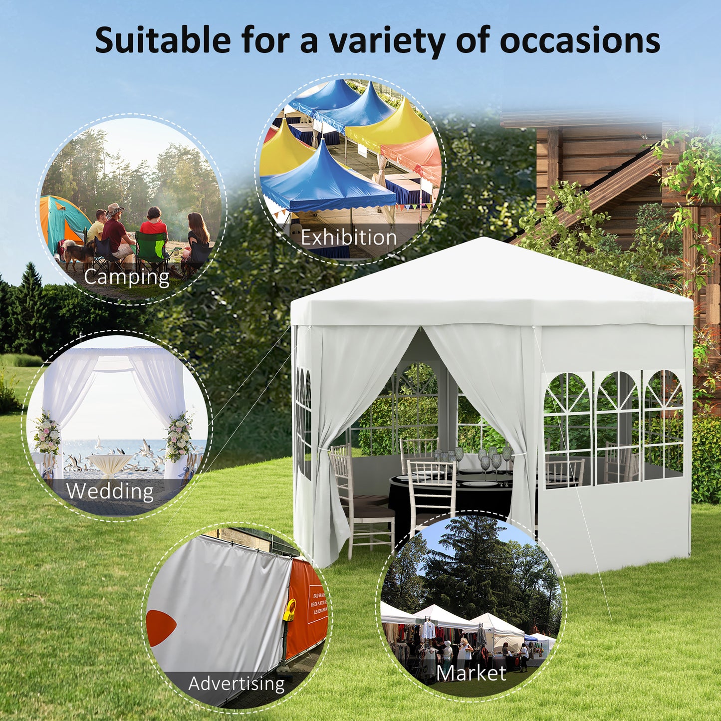 4 m Party Tent Wedding Gazebo Outdoor Waterproof PE Canopy Shade