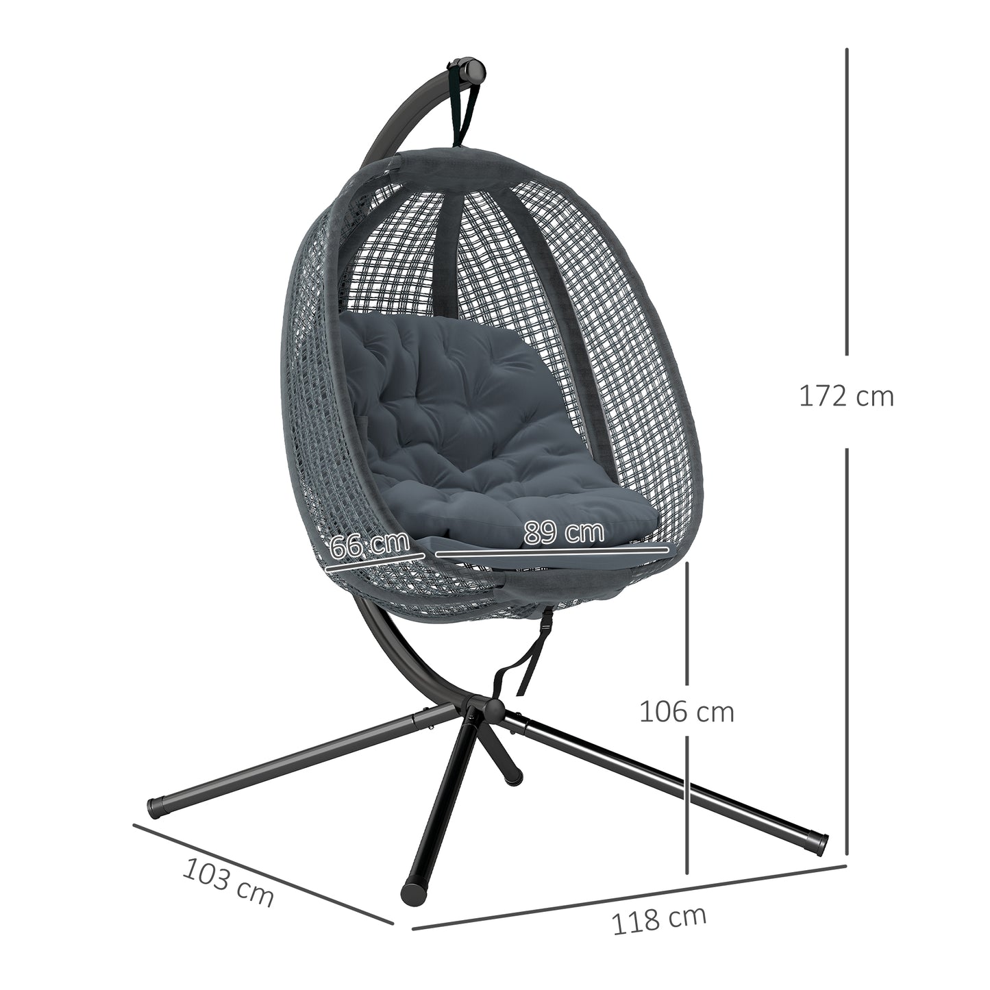 Outdoor Swing Chair with Thick Padded Cushion