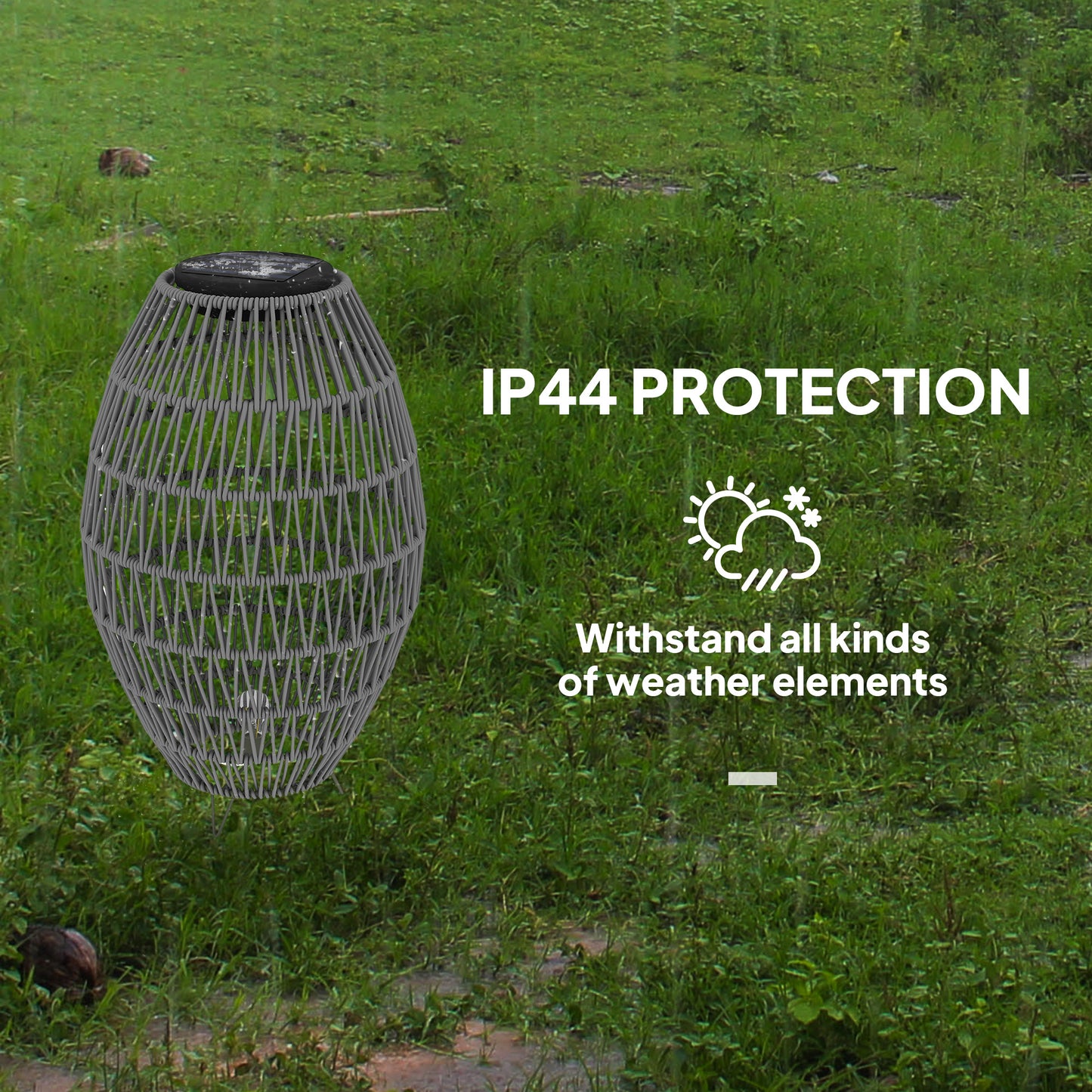 Rattan Solar Lamp, Garden Solar Lantern with Auto On/Off Light