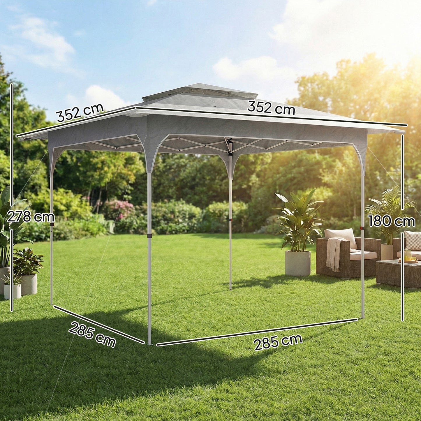 3.5 x 3.5 m Pop Up Gazebo with One-Push Setup