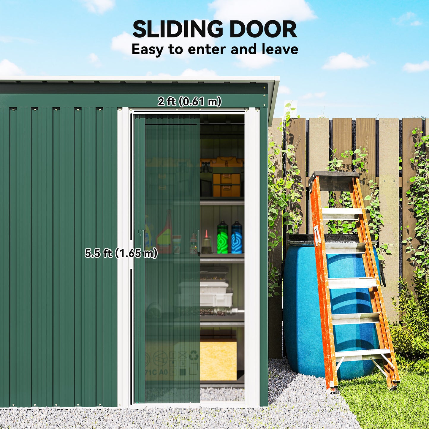 5 x 3ft Garden Storage Shed with Sliding Door