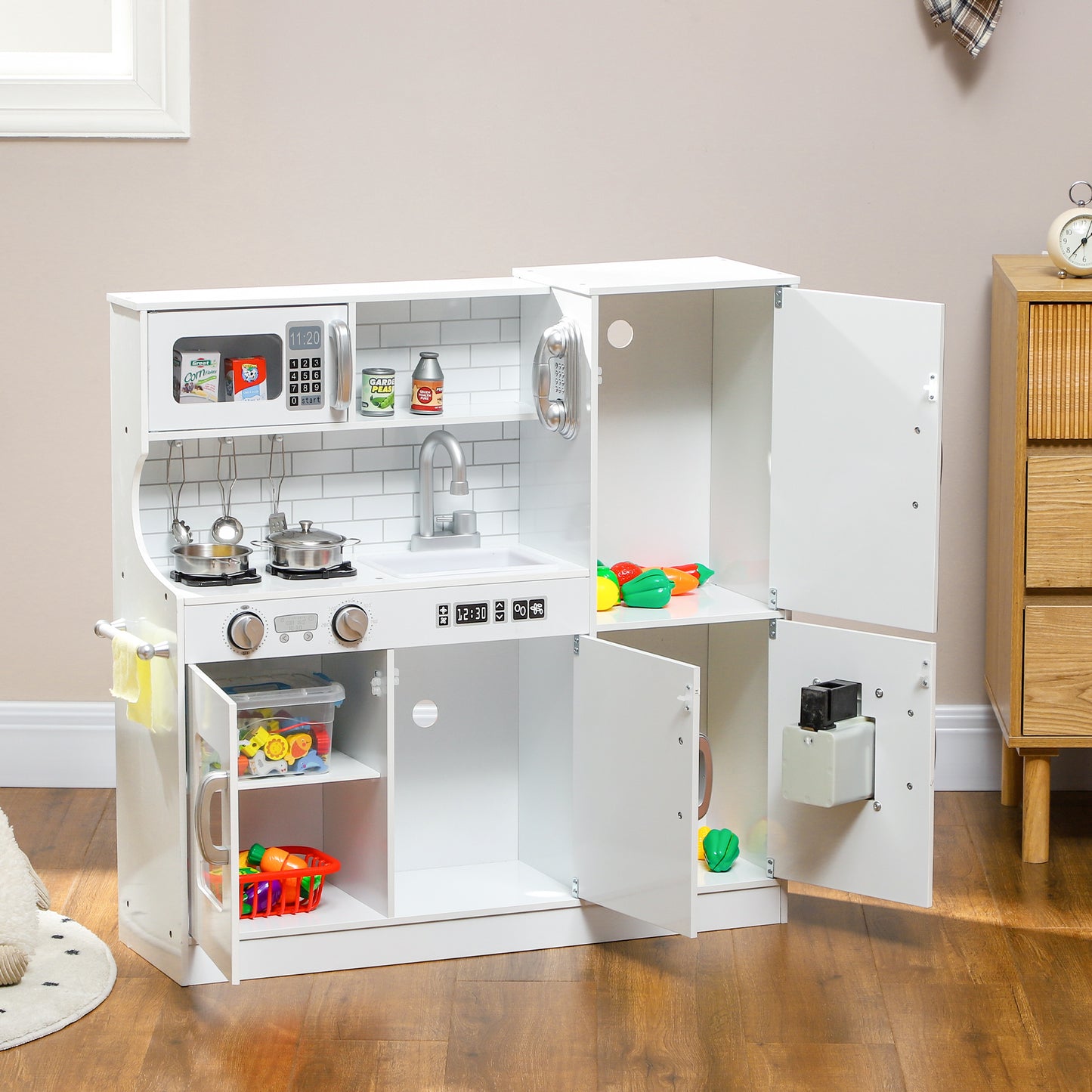 Pretend Play Kitchen, Kids Kitchen Playset, with Toy Phone