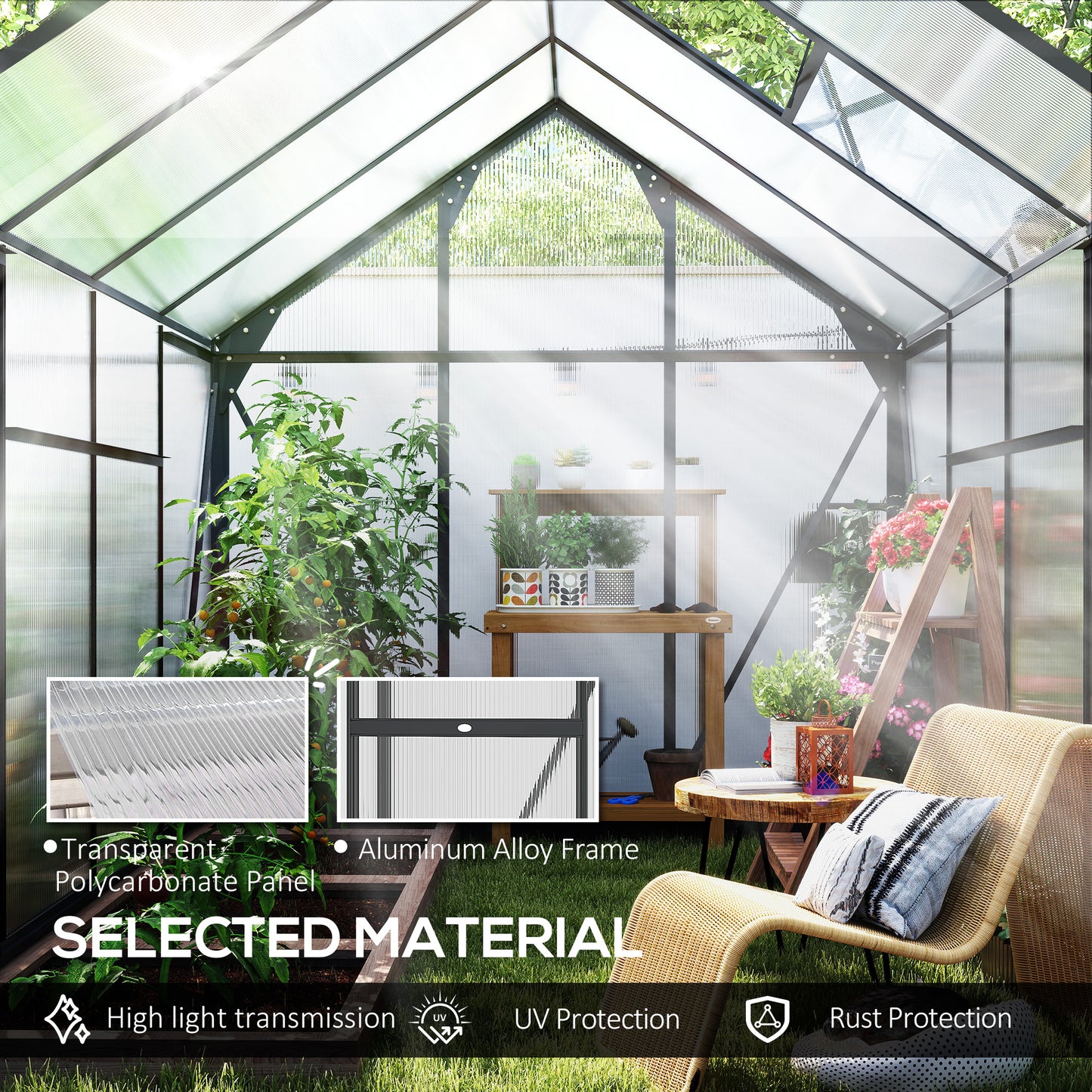 6 x 8ft Polycarbonate Greenhouse (1)
