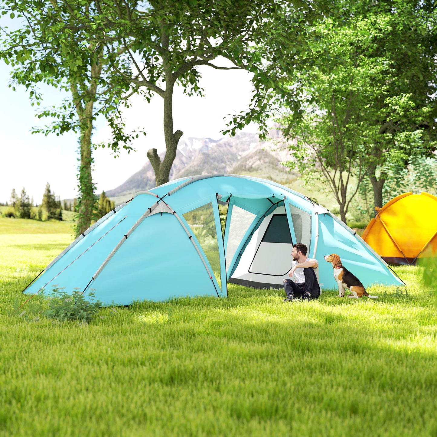 4-6 Man Family Camping Tent w/ 2 Bedrooms and a Living Room
