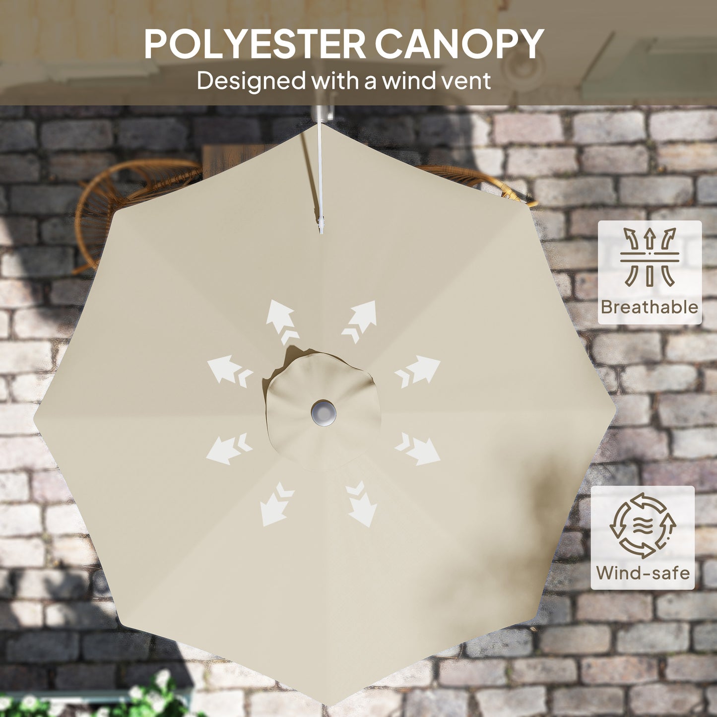 3(m) Wall-Mounted Parasol Shade, with Handle