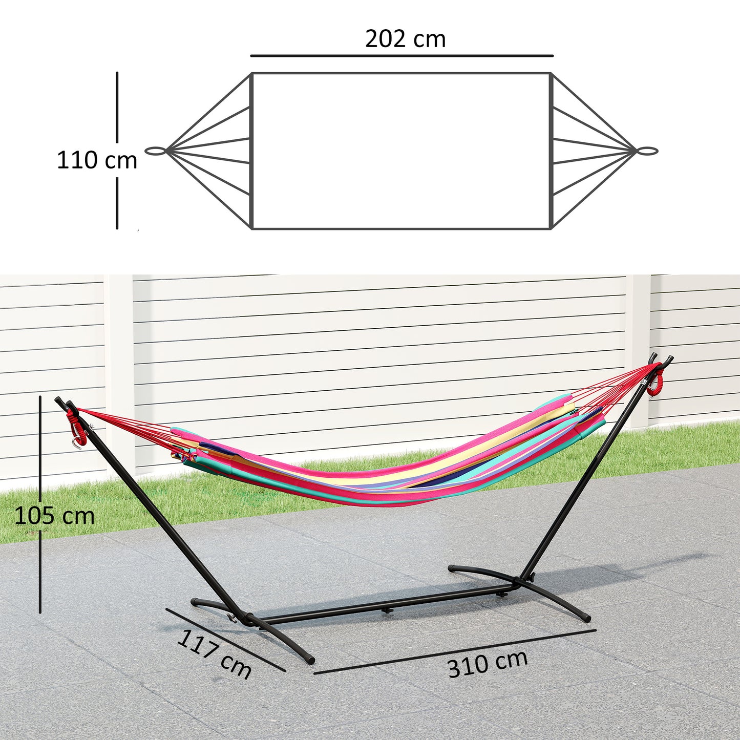 298 x 117cm Hammock with Stand Camping Hammock