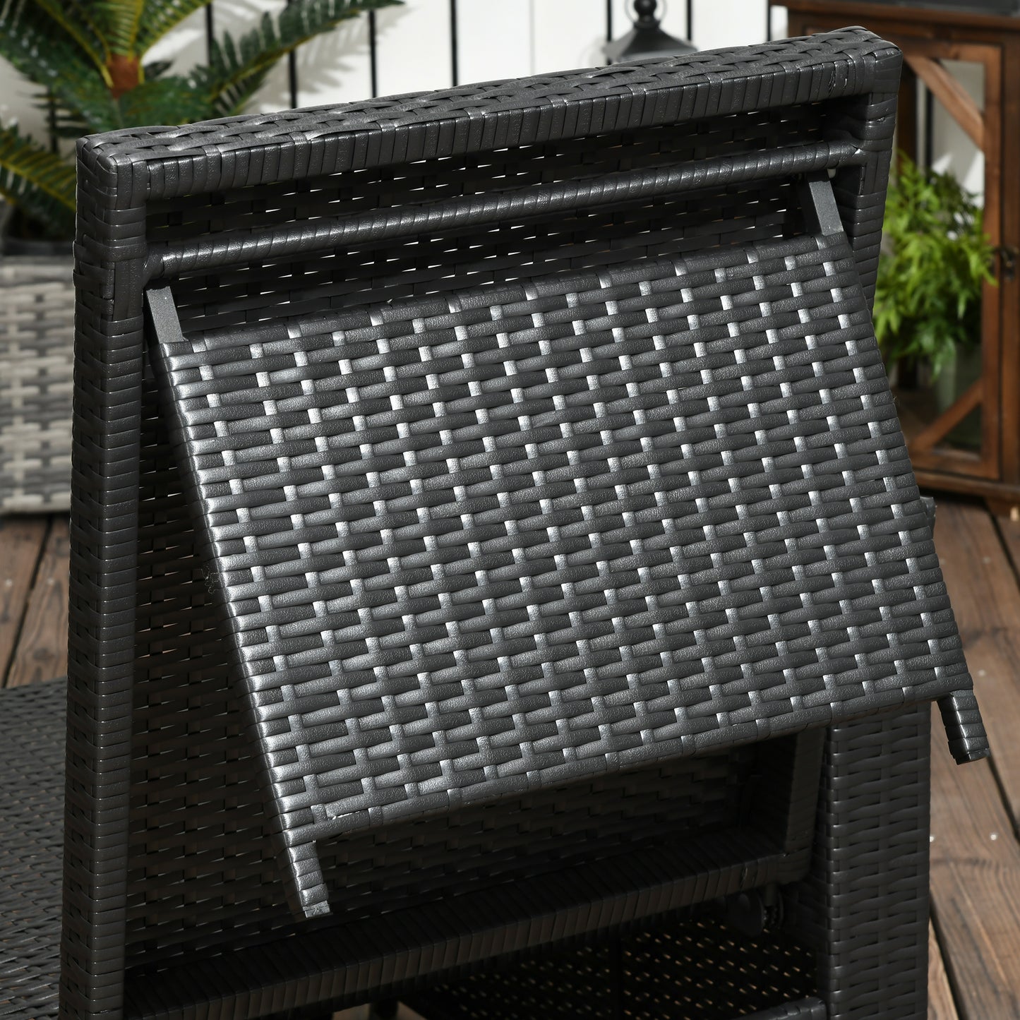 5PC PE Rattan Sun Lounger, Outdoor Wicker 5-level Adjustable