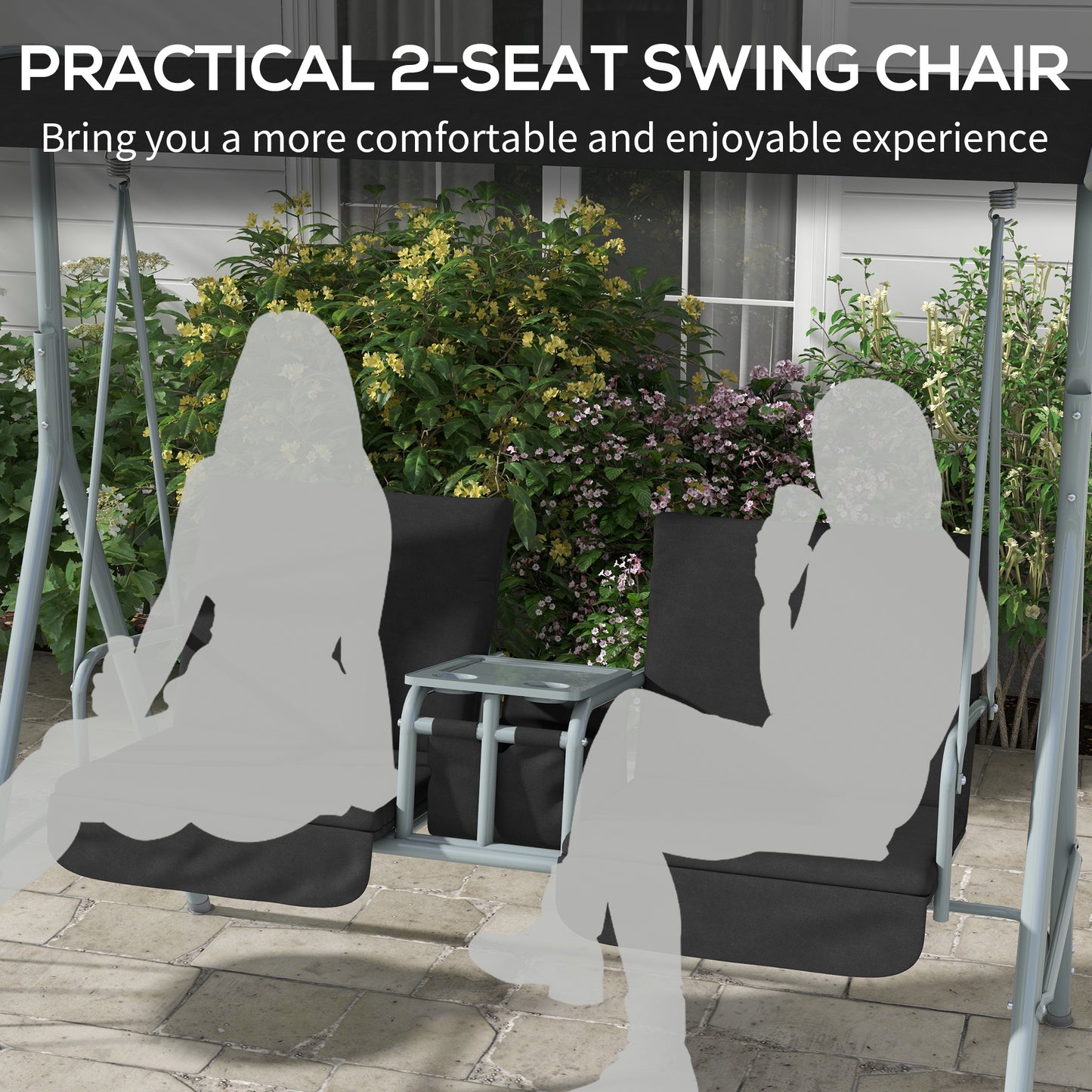 2 Seater Garden Swing Chair Patio Rocking Bench w/ Tilting Canopy