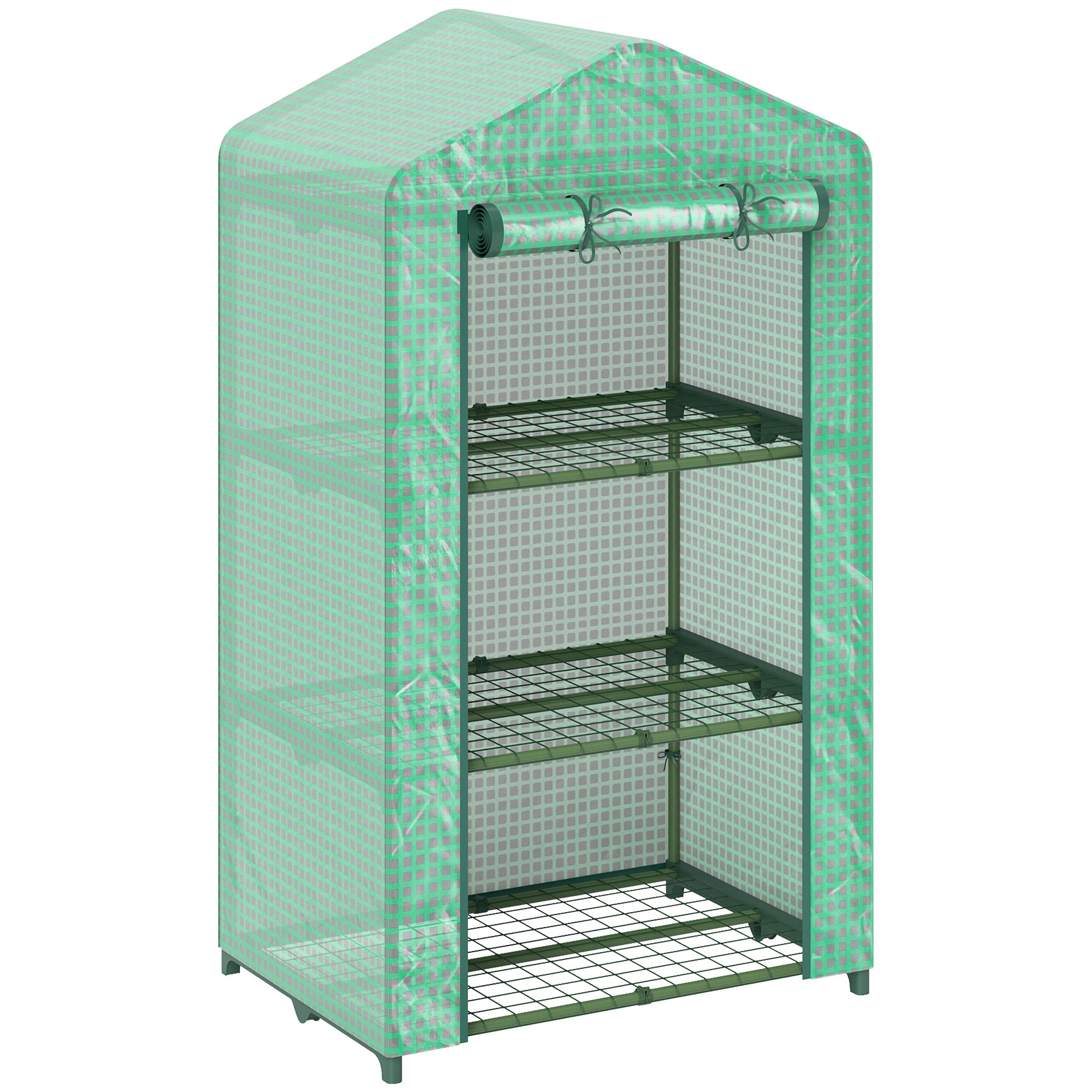 3 Tier Mini Greenhouse Portable Garden Grow House with Roll Up Door (1)