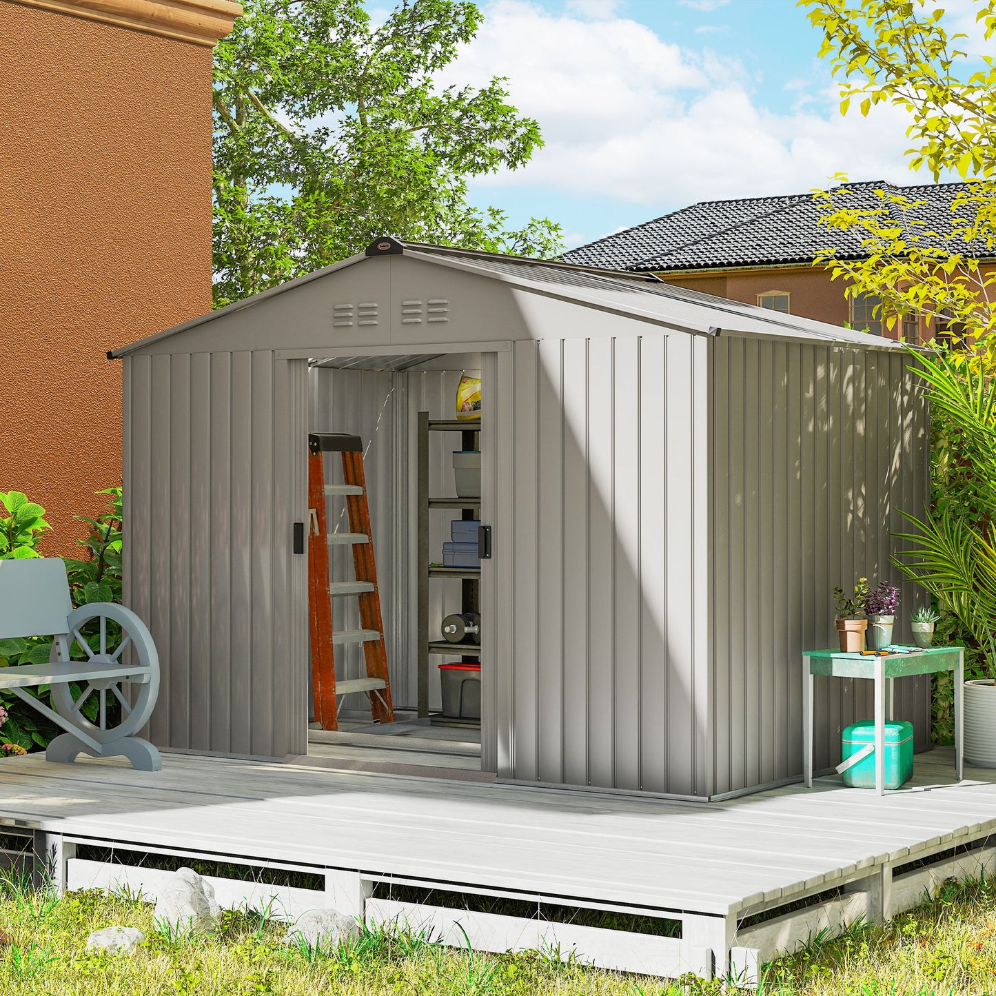 Garden Storage Shed, Metal Outdoor Storage Shed House