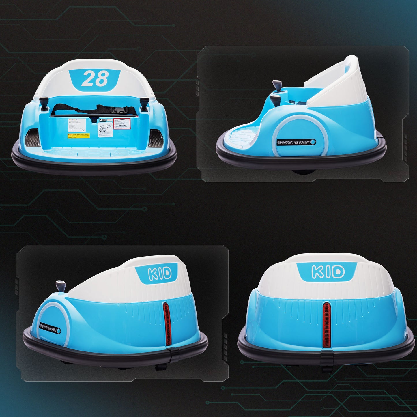 360° Rotation Kids Bumper Car, 12V Waltz Car with Remote Control