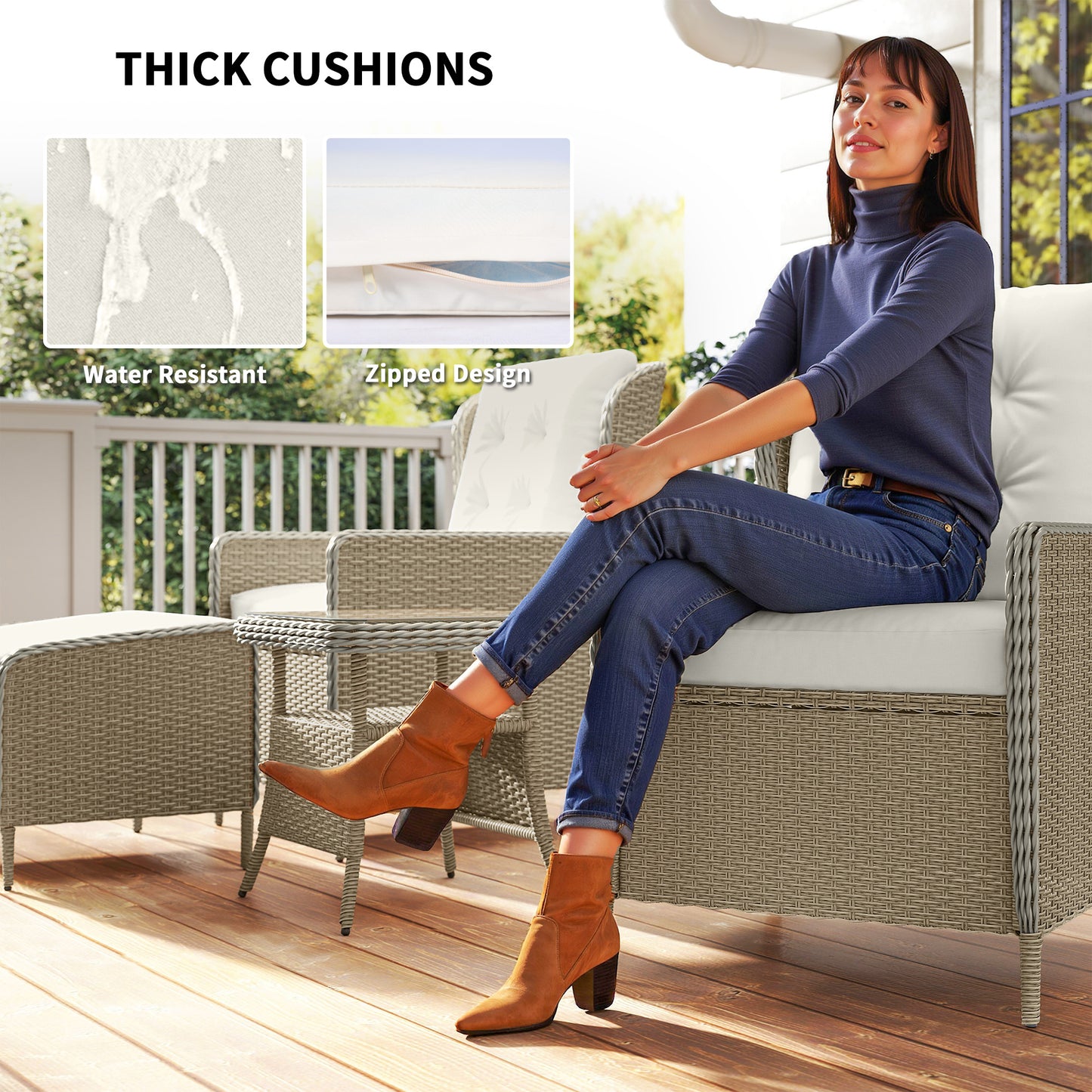 Five-Piece Reclining Rattan Chair Set