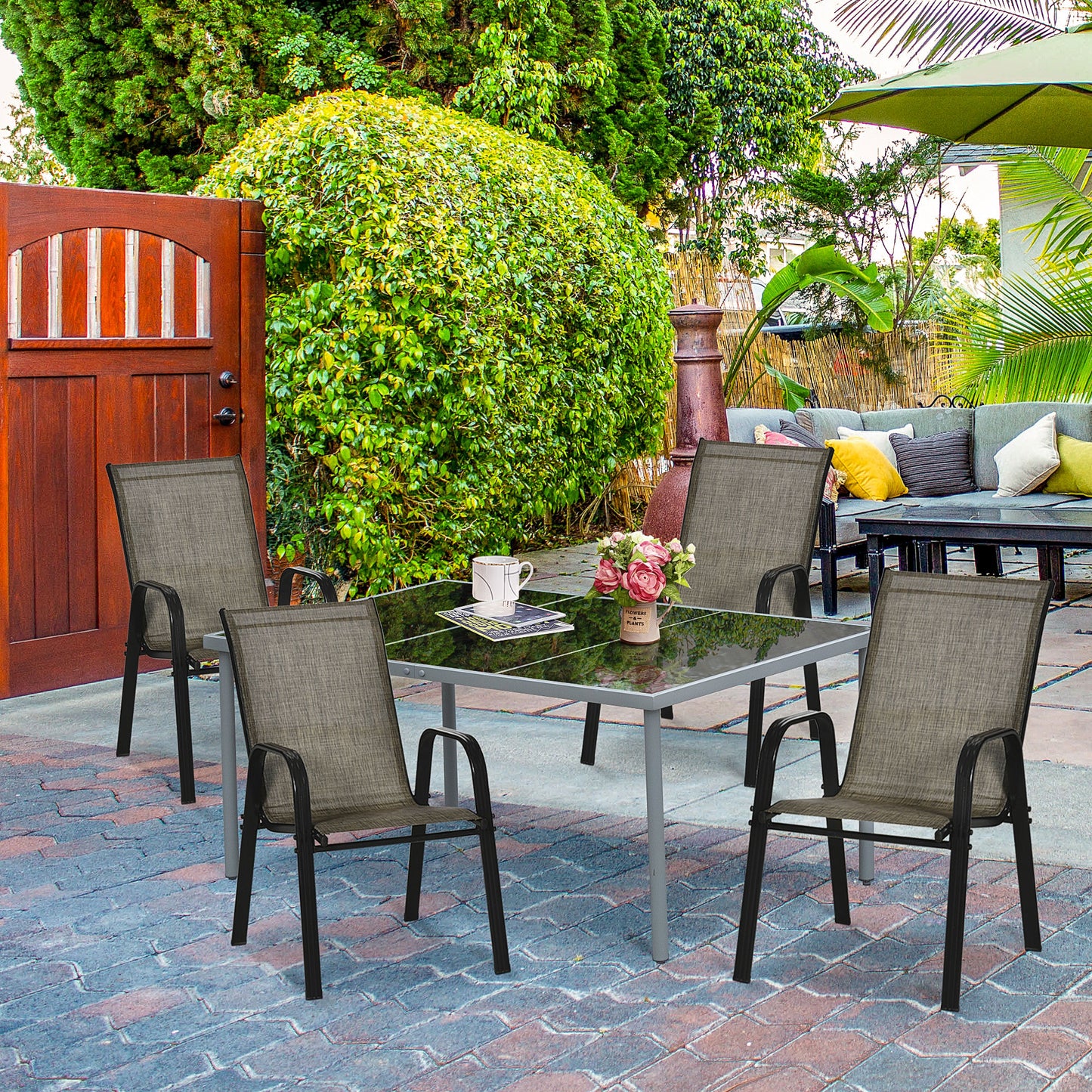 Set of Four Stackable Mesh Seat Chairs (1)