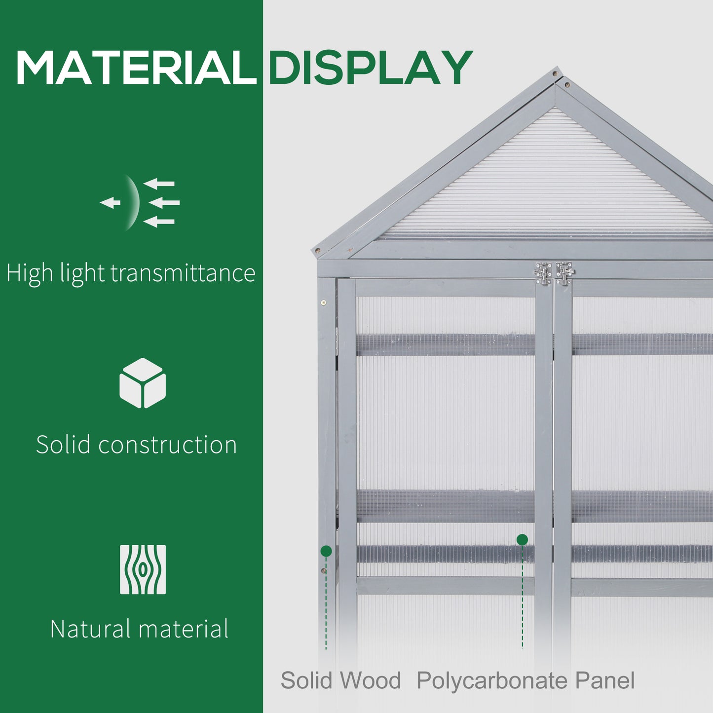 Garden Cold Frame Polycarbonate Greenhouse with Adjustable Shelves