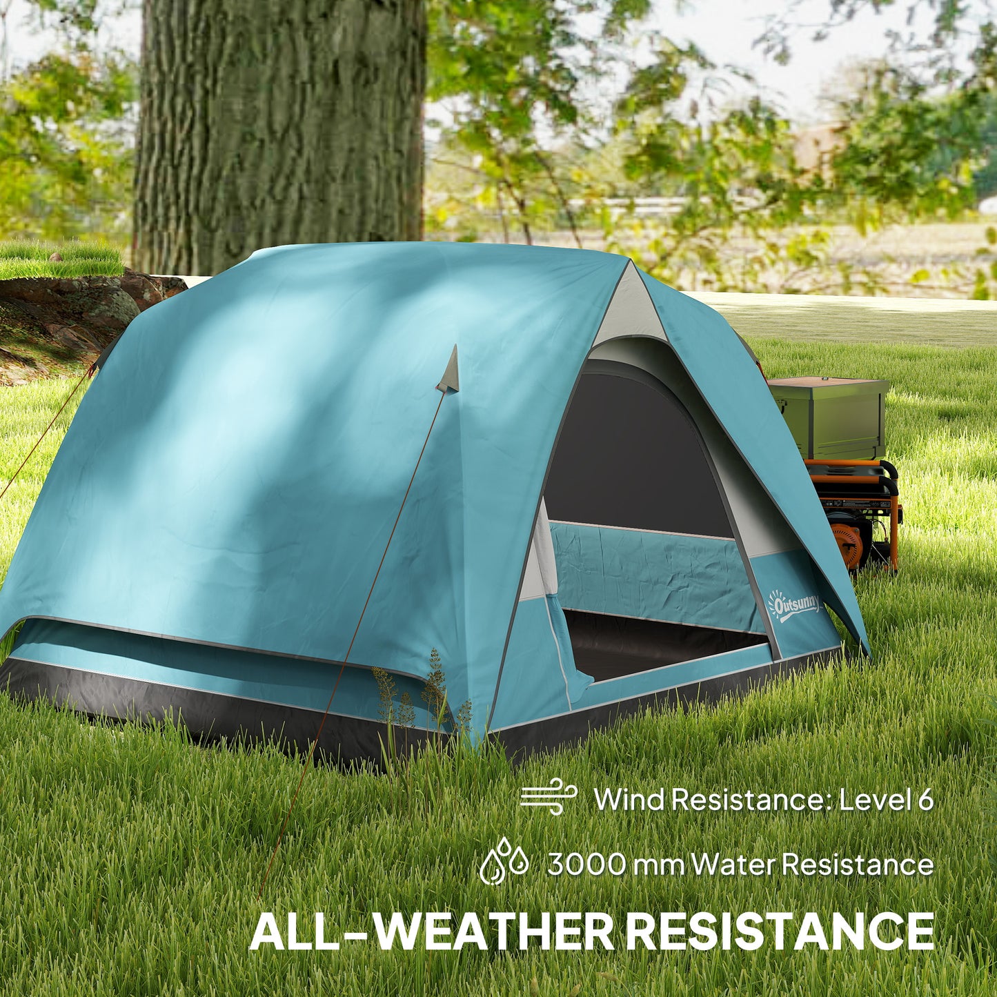 3-4 Person Camping Tent, Easy Set Up Waterproof Dome Tent (2)