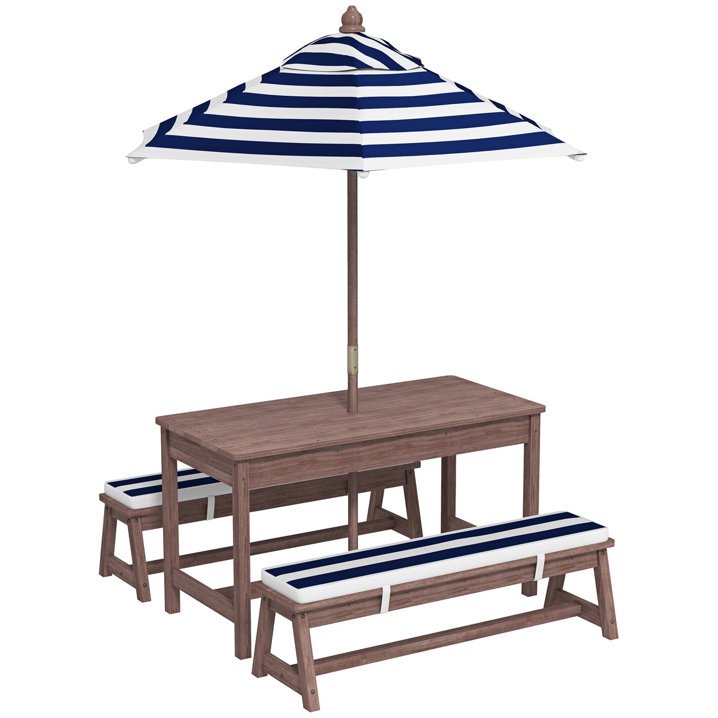Outdoor Wooden Kids Picnic Table & Bench Set with Cushions
