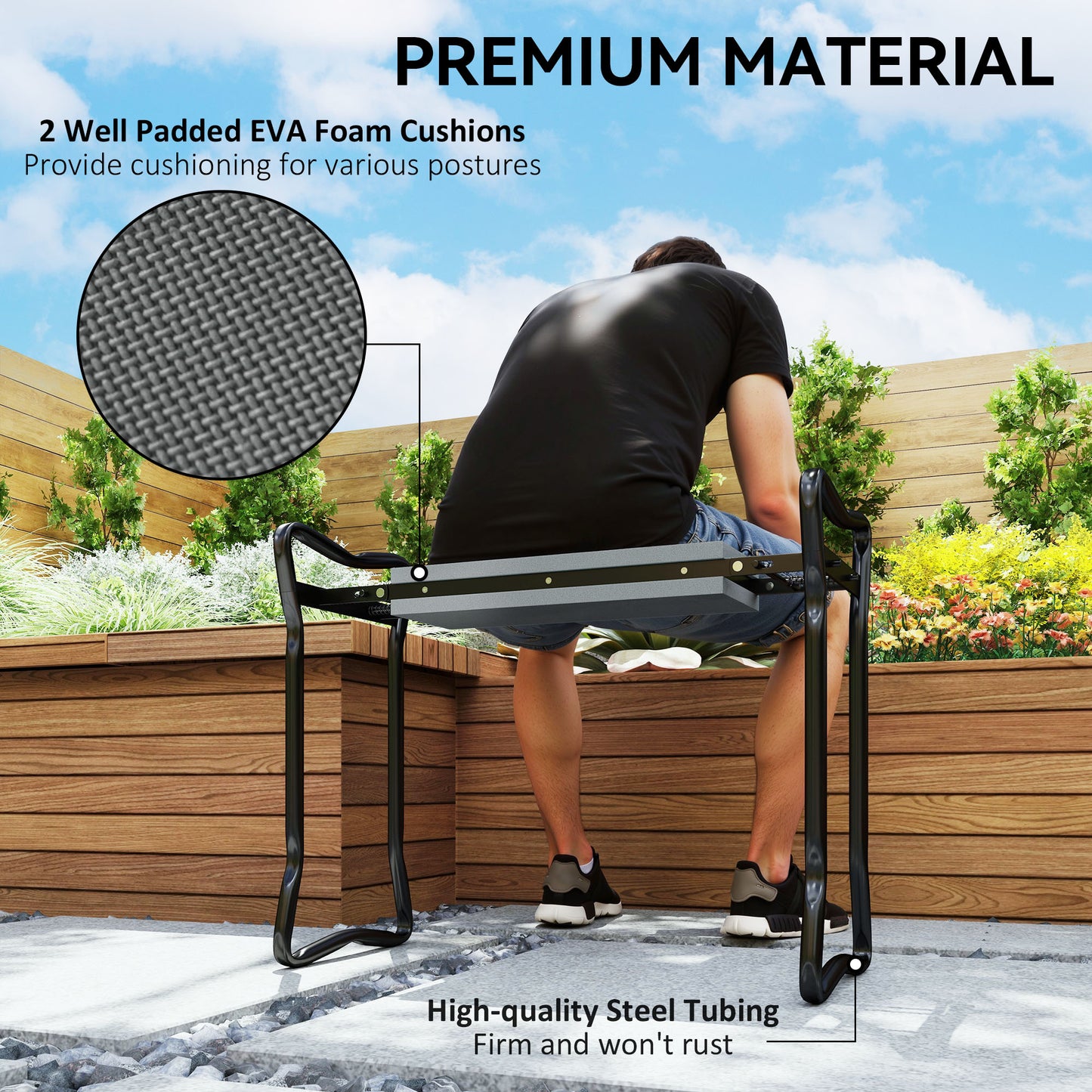 2 In 1 Garden Kneeler Seat Kneeling Pad Support Bench Foldable Knee