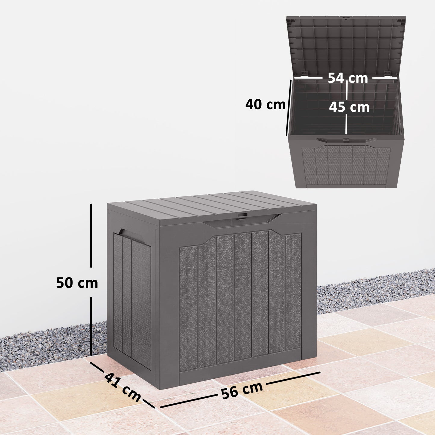 93L Plastic Garden Storage Box, Outdoor Storage Box with Handles
