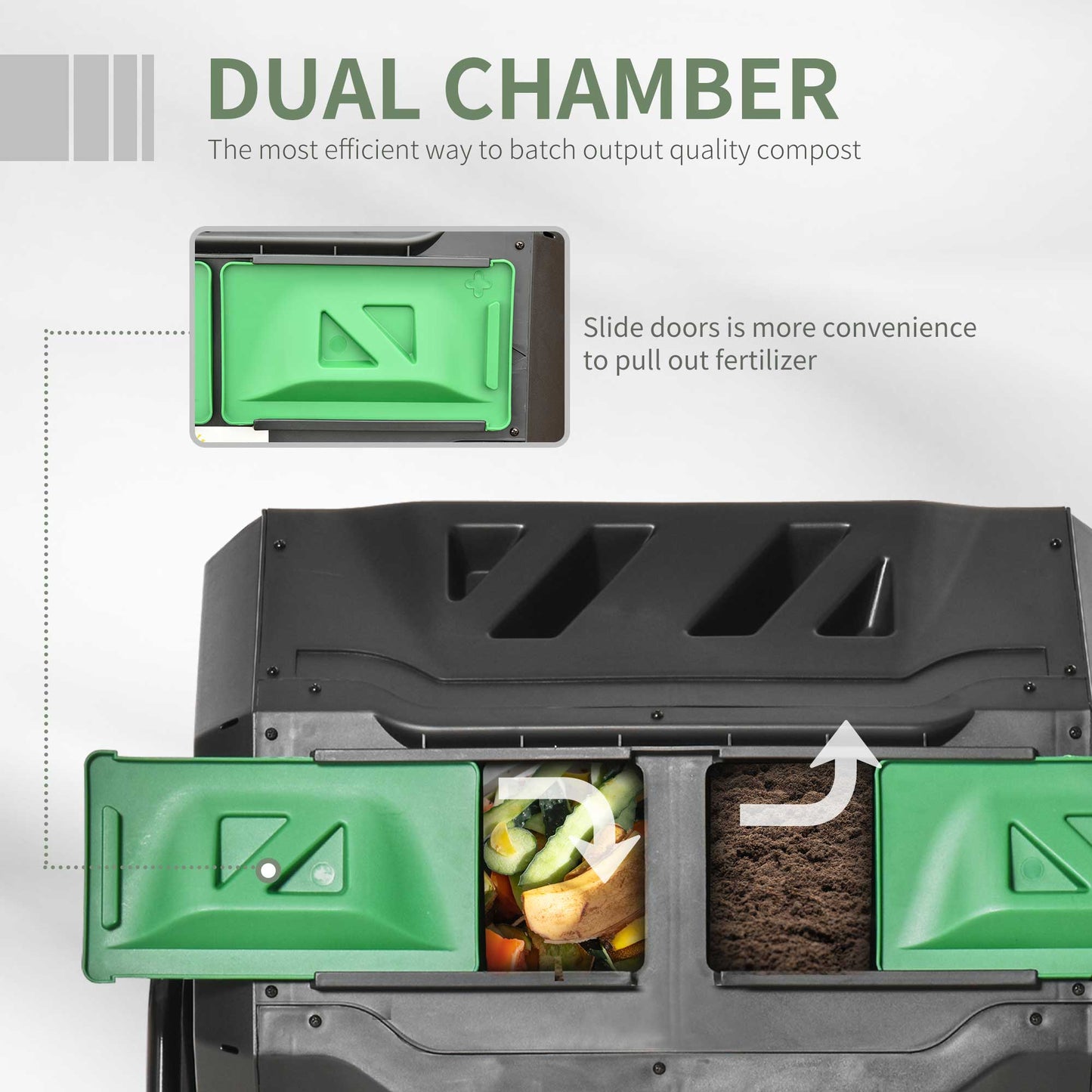 160L 360° Rotating Dual Chamber Composter