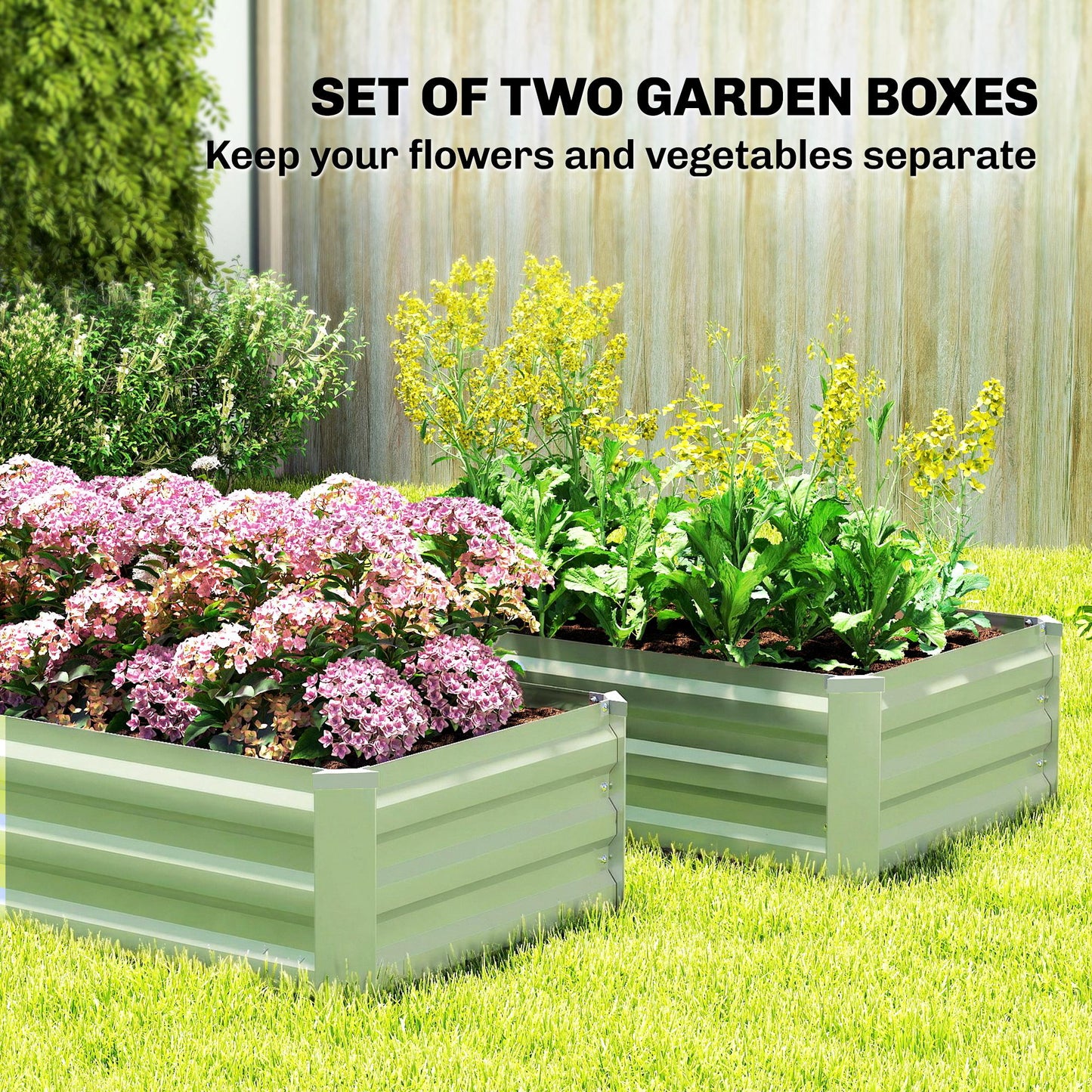 Set of Two 100 x 60cm Steel Planter Boxes (2)