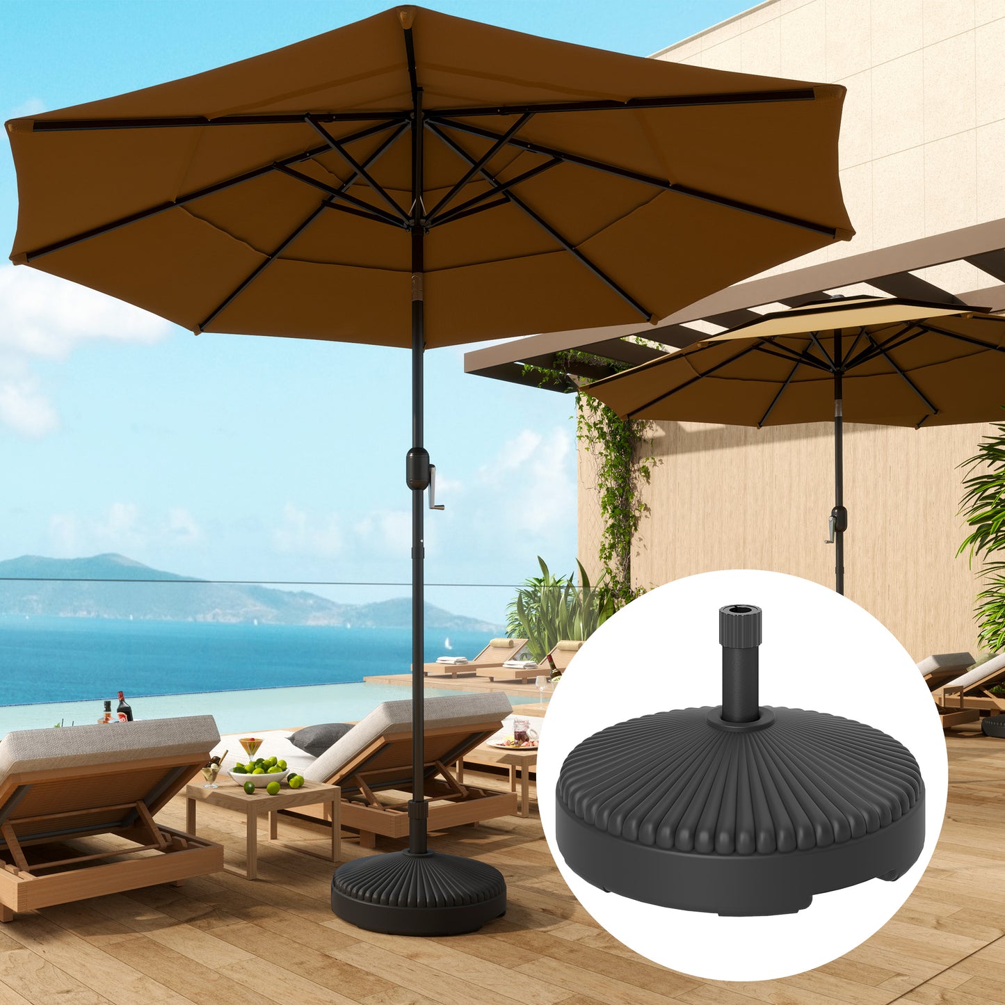 Garden Parasol Base Holder, 28kg Sand Filled, 23kg Water Filled