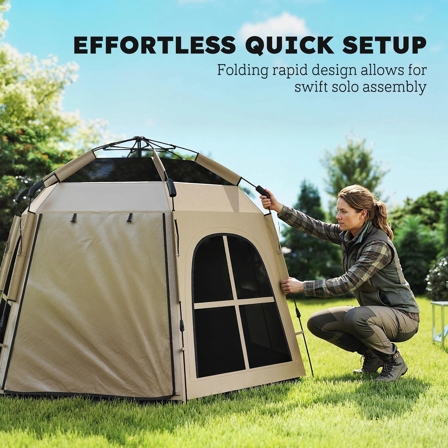 Pop Up Tent 3000mm Waterproof Instant Camping Tent 3-4 Person