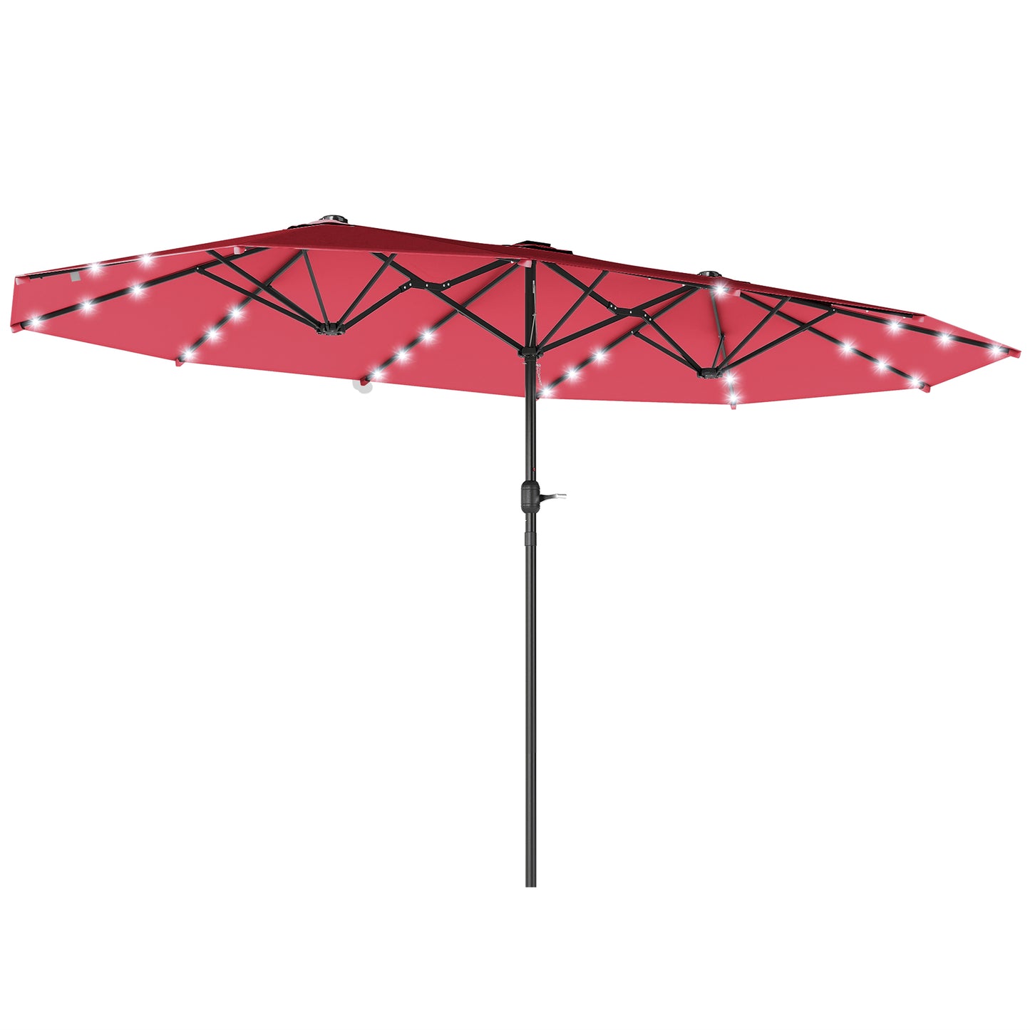 4.4m Double-Sided Sun Umbrella Patio Parasol LED Solar Lights