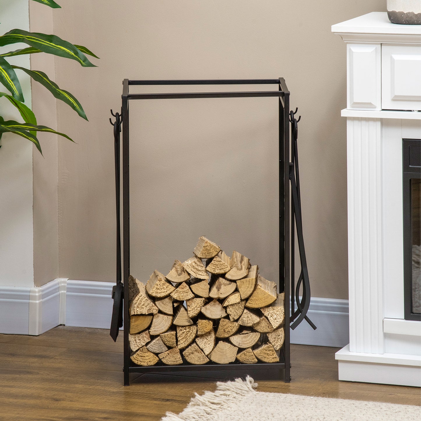 Steel Firewood Log Holder Indoor Outdoor Firewood Rack Fireplace (1)