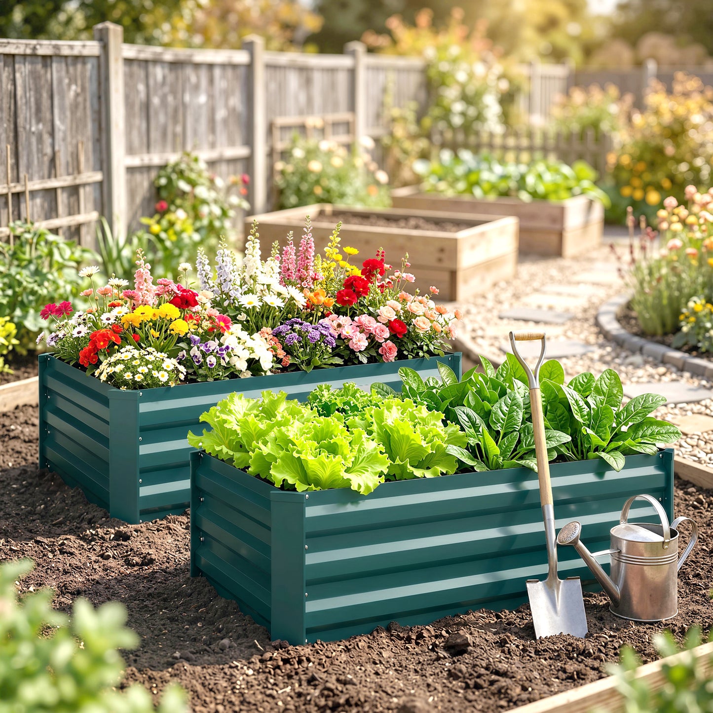 Set of Two 100 x 60cm Steel Planter Boxes (1)